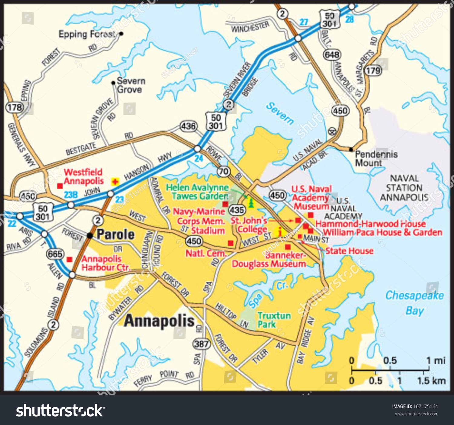 Stock Vector Annapolis Maryland Area Map 167175164 