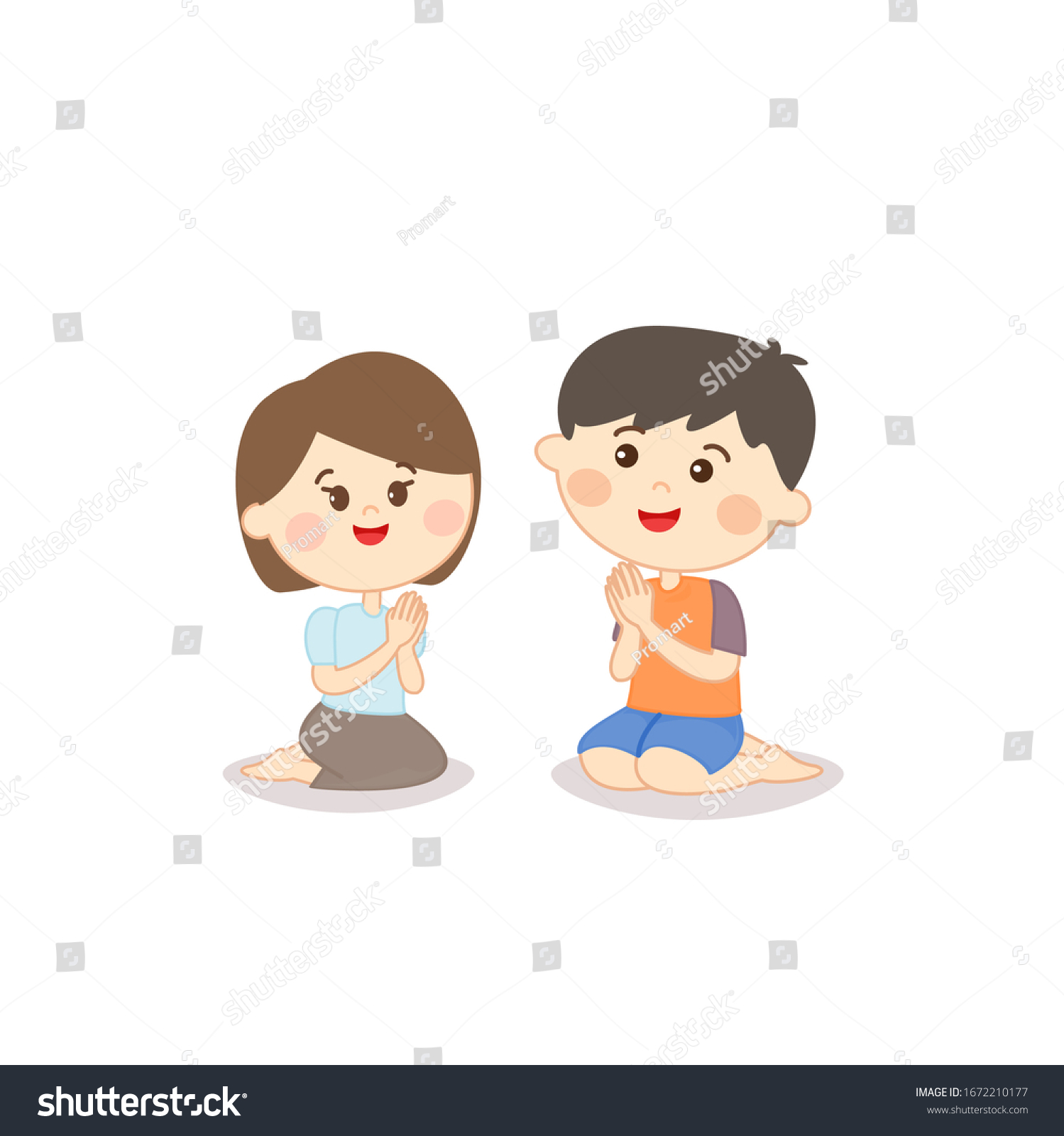 Cartoon Cute Thai Kids Vector Stock Vector (Royalty Free) 1672210177 ...