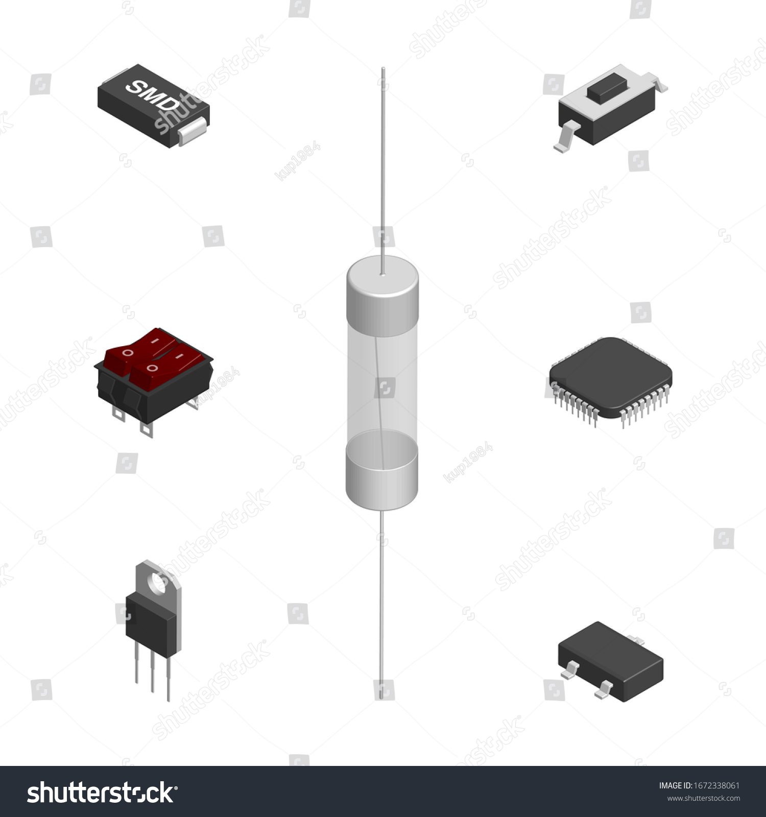 Set Different Active Passive Electronic Components Stock Illustration ...