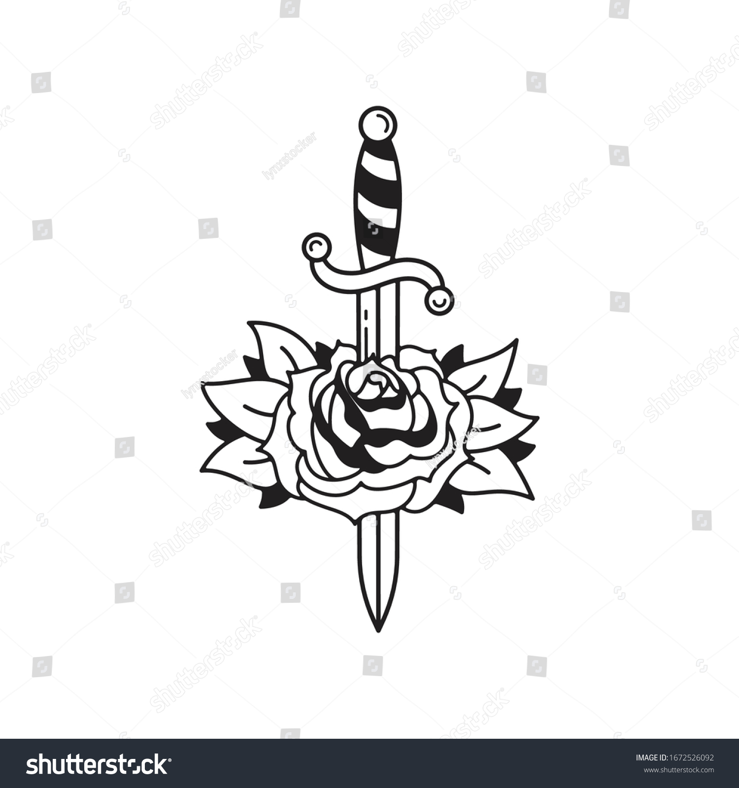 Old School Tattoo Emblem Label Dagger Stock Vector (Royalty Free ...