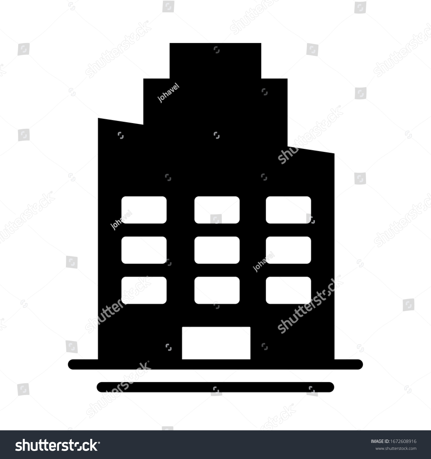 Tower Apartment Office Building Silhouette Style Stock Vector Royalty Free 1672608916 7170