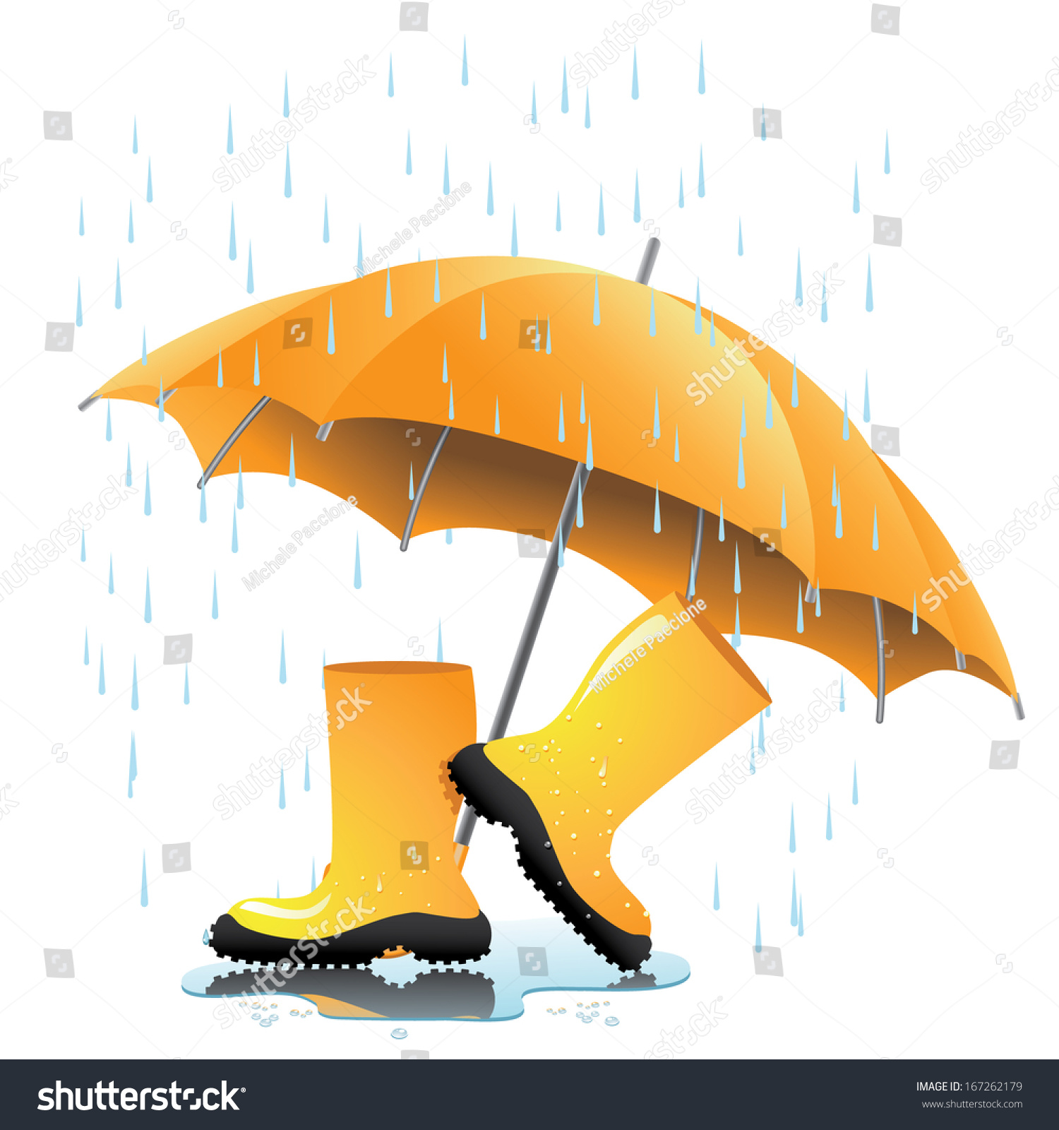 rain boots and umbrella