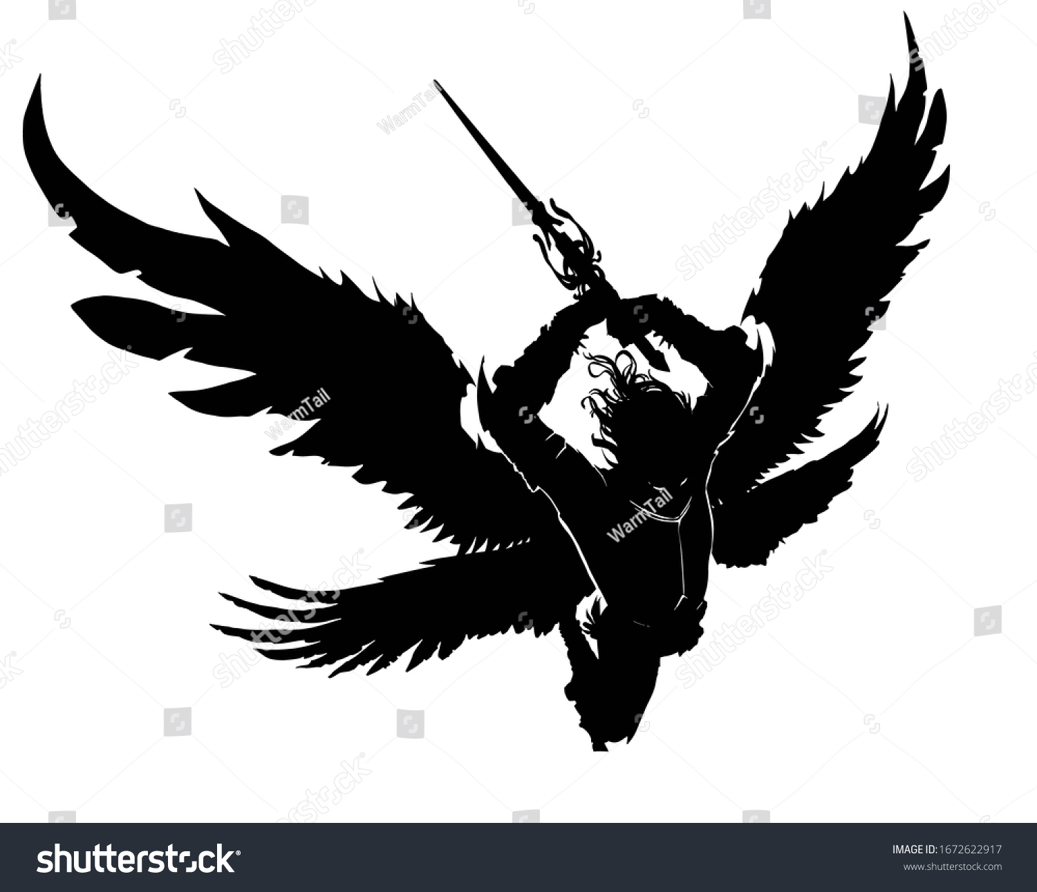 Angel Twohanded Sword Breaks Into Battle Stock Vector (Royalty Free ...