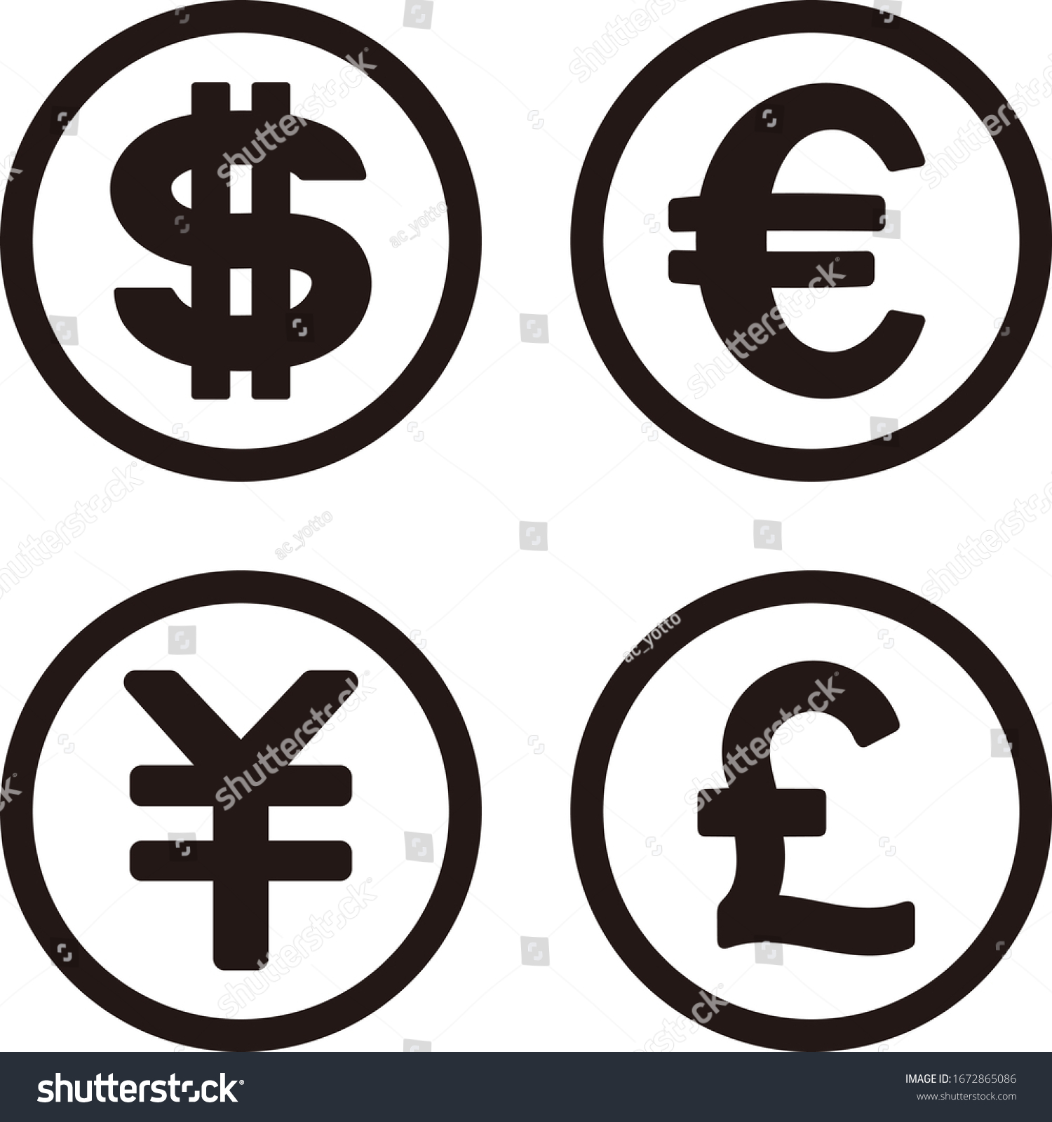 Dollar Euro Yen Pound Isolated Vector Stock Vector (Royalty Free ...