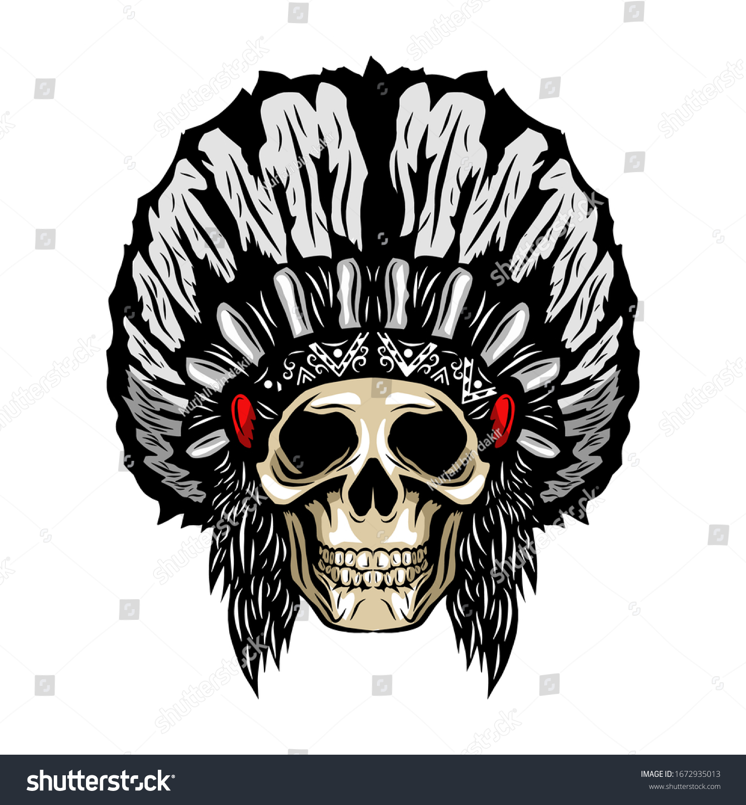 Indian Apache Skull Logo Designillustration Vector Stock Vector ...