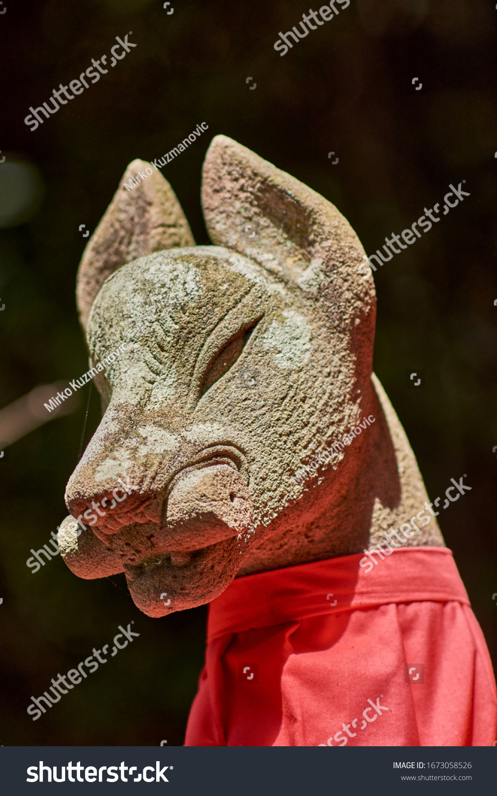 Statue Kitsune Japanese Shinto Red Fox Stock Photo 1673058526 ...