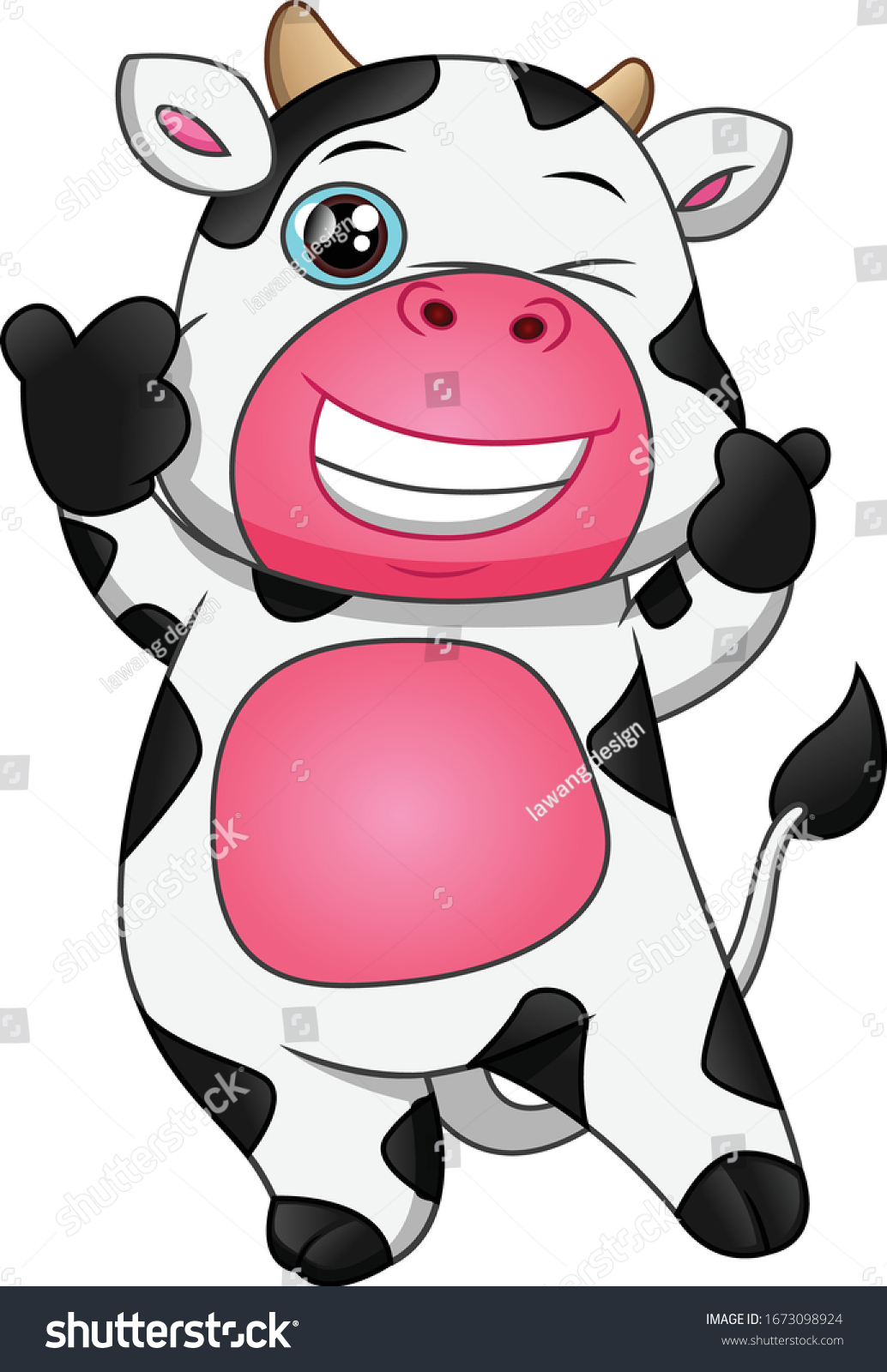 Cute Cow Cartoon Thumb On White Stock Vector (Royalty Free) 1673098924 ...