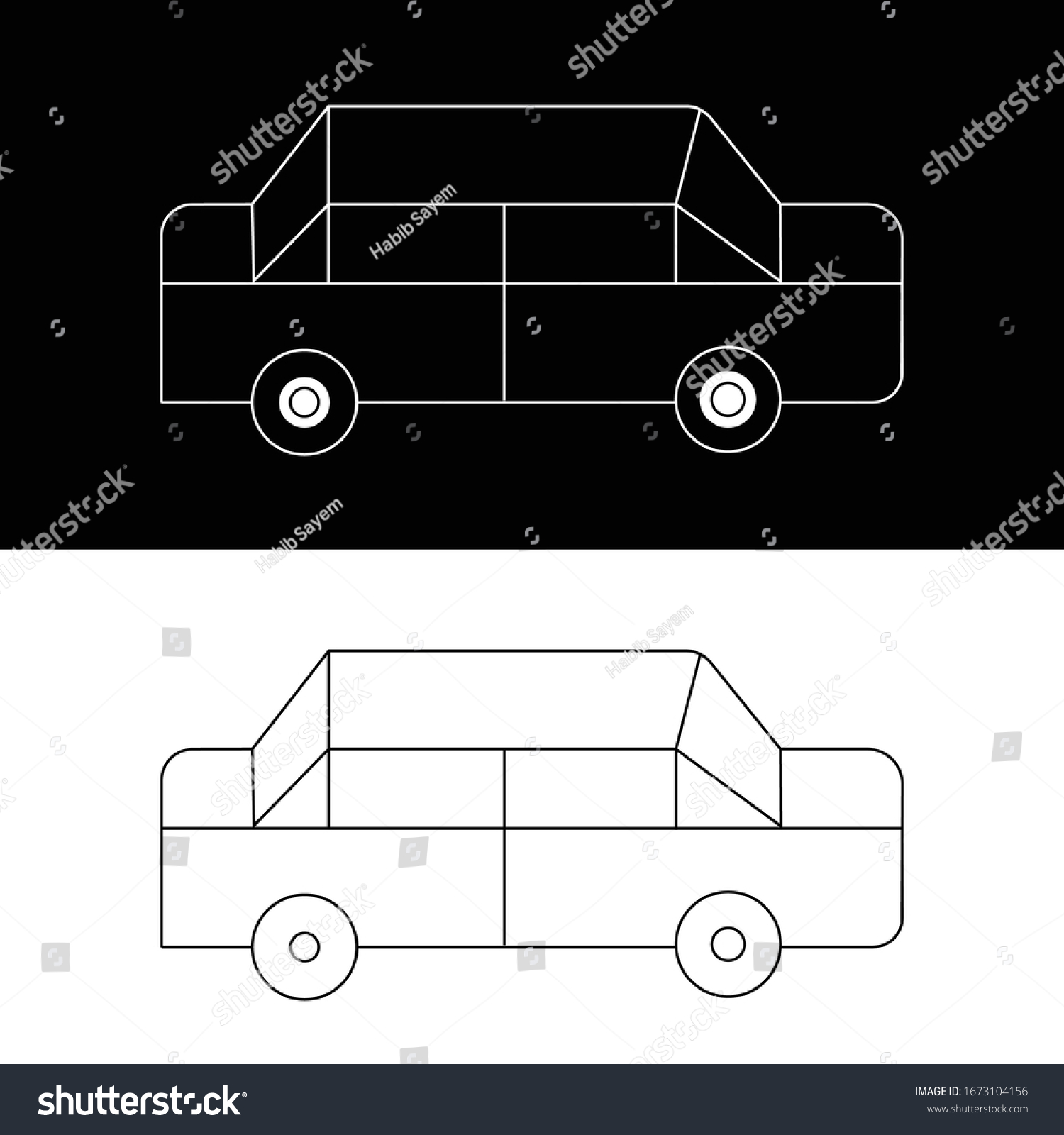 Simple Car Clipart Black White Vector Stock Vector (Royalty Free