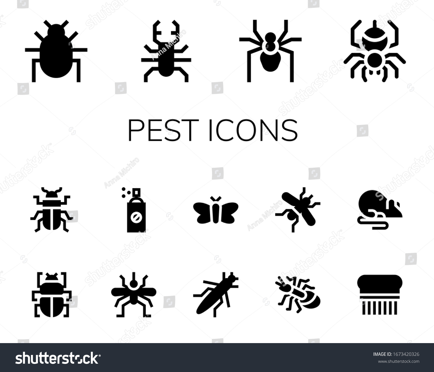 Pest Icon Set 14 Filled Pest Stock Vector (Royalty Free) 1673420326 ...