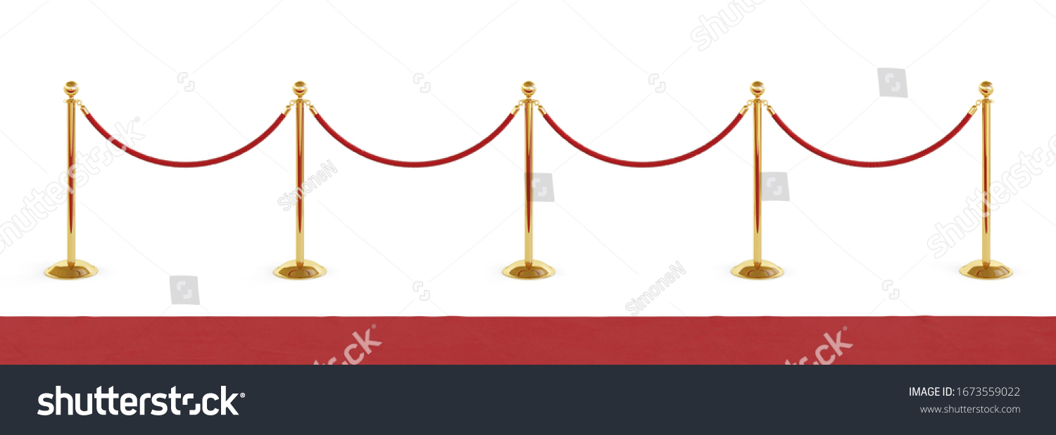 Golden Pole Red Rope Barrier Isolated Stock Illustration 1673559022 Shutterstock