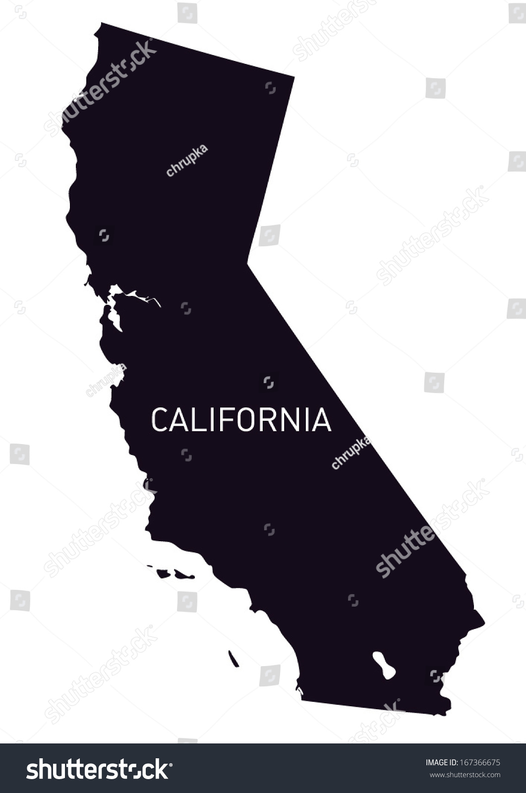 Black White Map California Stock Vector (Royalty Free) 167366675