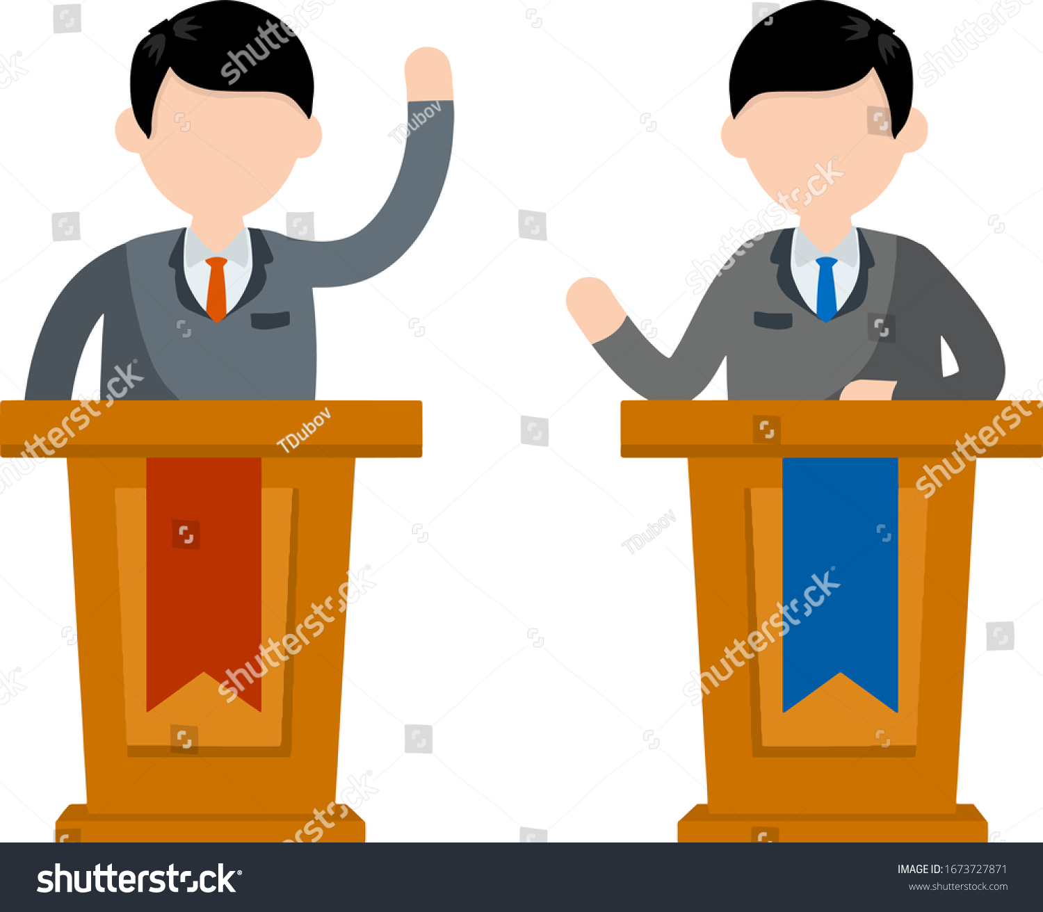 Two Guys Tribune Discussion Man Political Stock Vector (Royalty Free ...