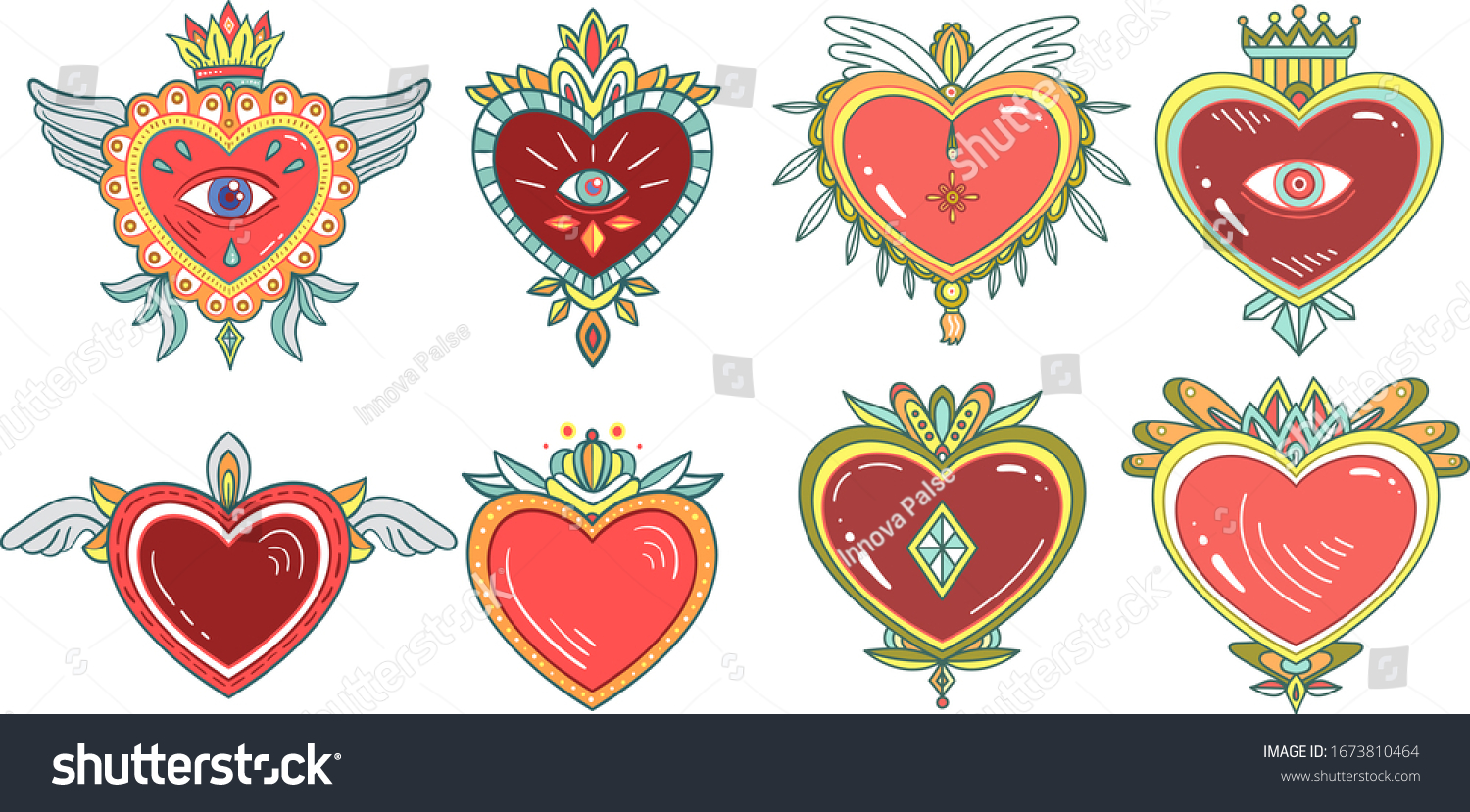 Red Sacred Heart Vector Illustration Mexican Stock Vector (Royalty Free ...