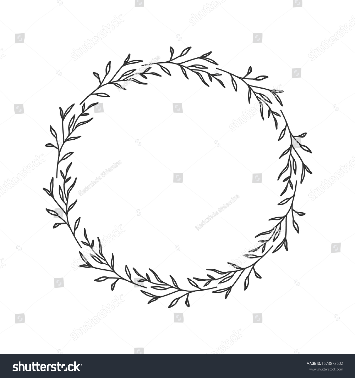 Hand Drawn Floral Oval Frame Wreath Stock Vector Royalty Free 1673873602 Shutterstock