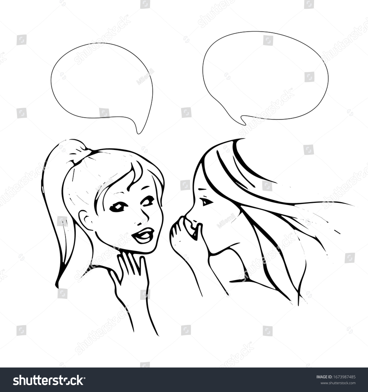 Two Girls Talking Each Other Share Stock Vector Royalty Free 1673987485 Shutterstock