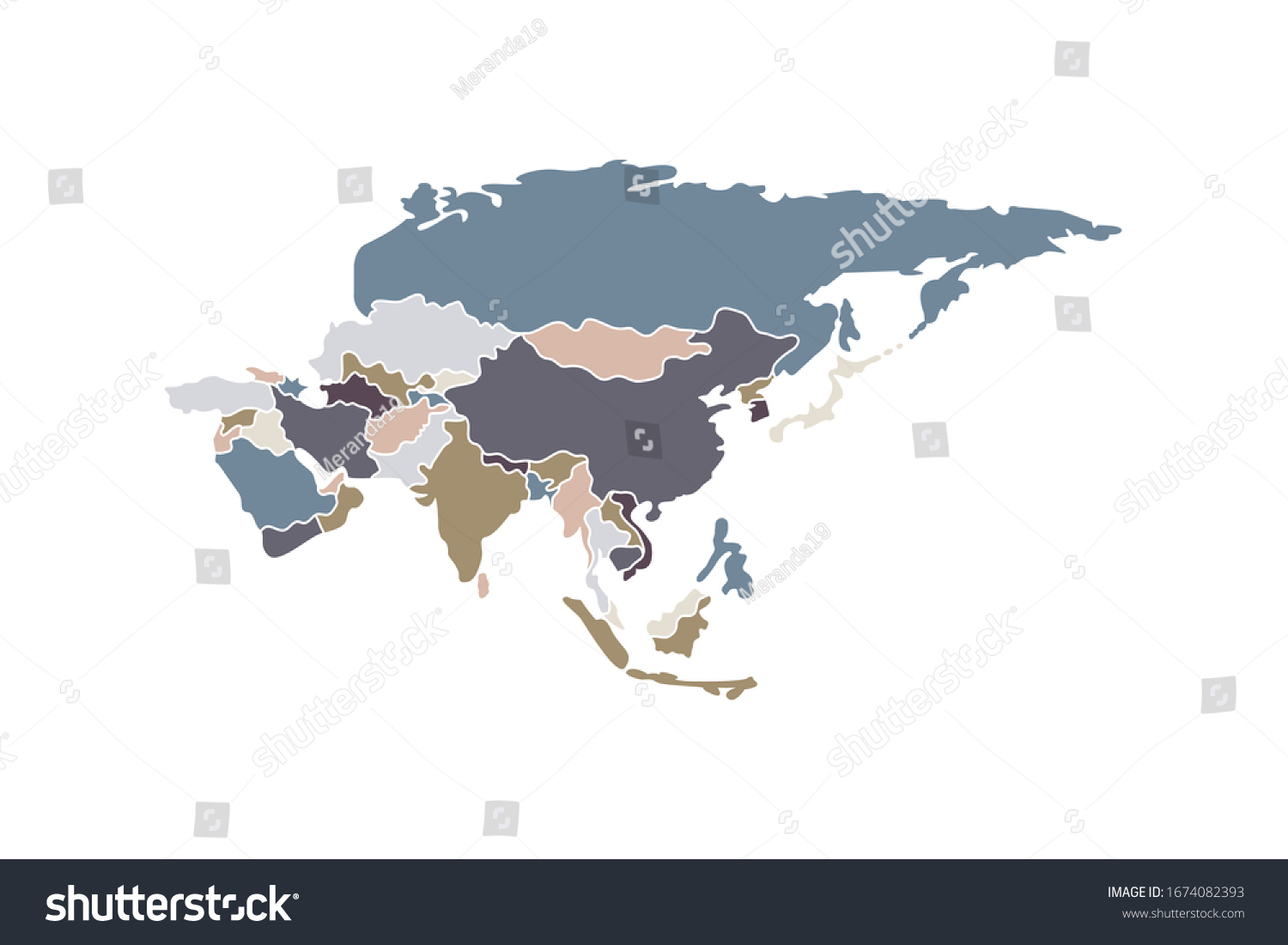 Best Asia Outline World Map Stock Vector Royalty Free 1674082393