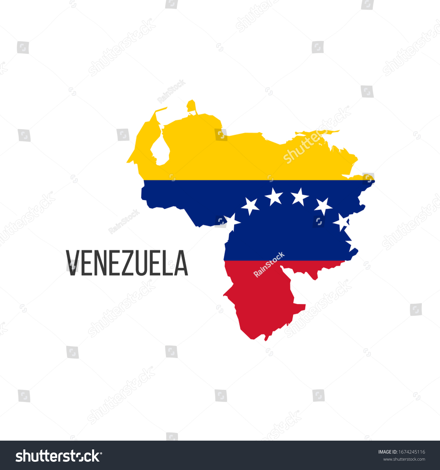 Stock Vector Venezuela Flag Map The Flag Of The Country In The Form Of Borders Stock Vector Illustration 1674245116 