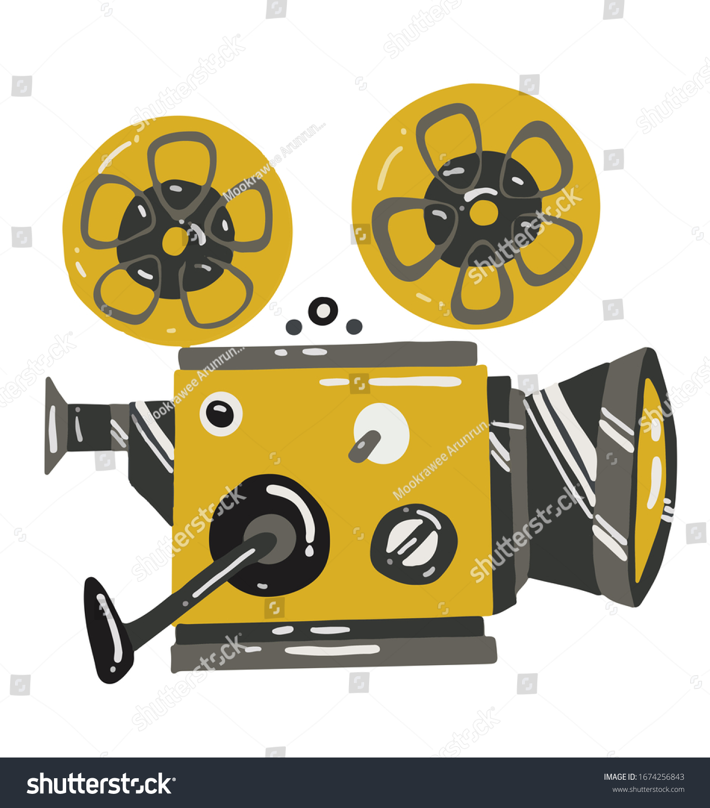 Movie Projector Illustrated By Freehand Drawing Stock Illustration