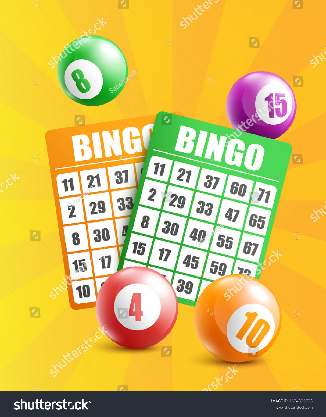 Yellow Background Realistic Bingo Game Concept Stock Vector (Royalty ...