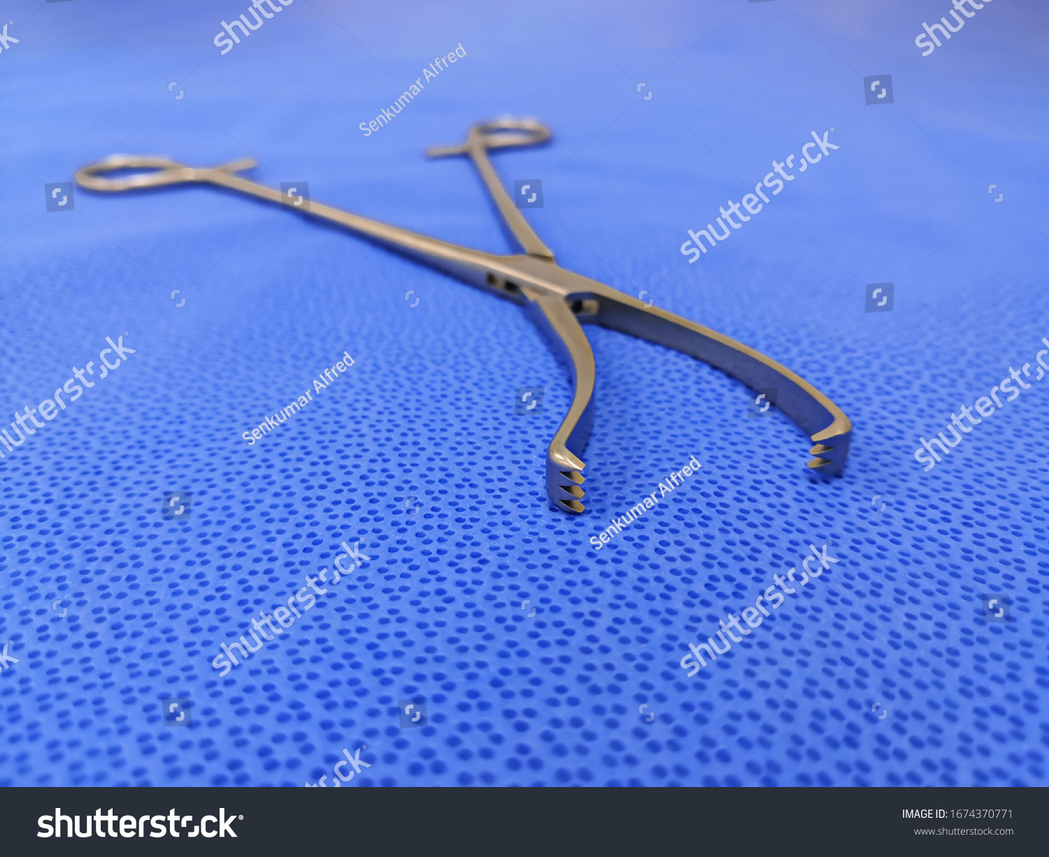 Medical Surgical Instrument Vulsellum Forceps Using Stock Photo