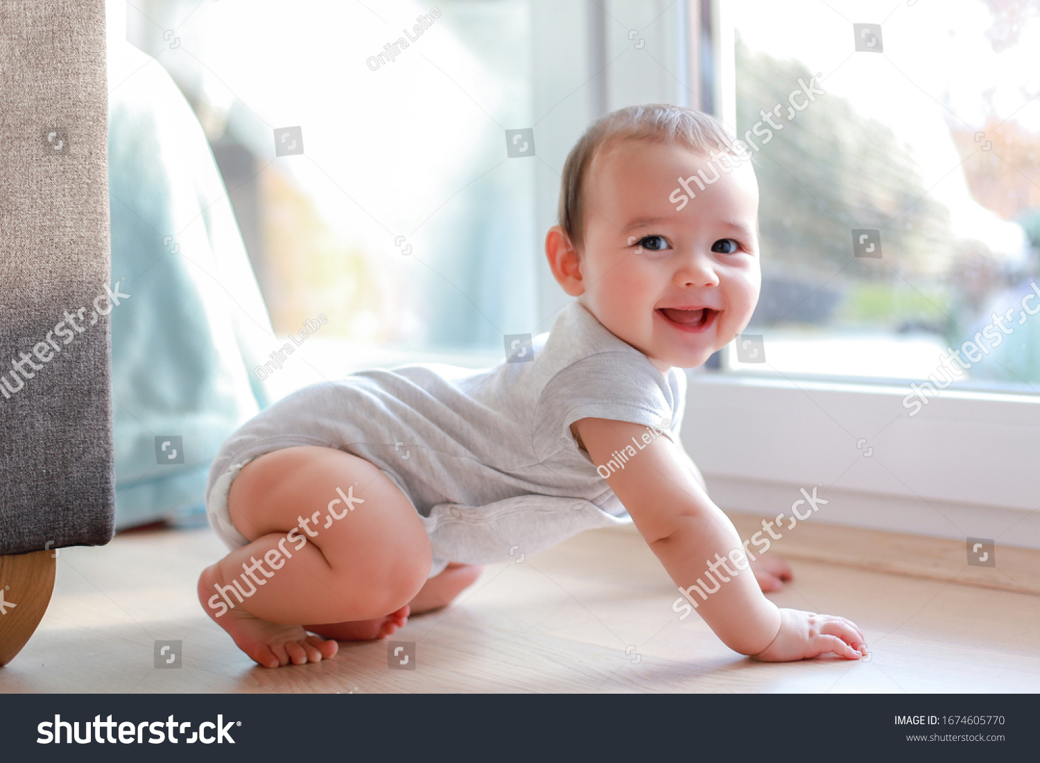 Cute Baby Boy Smiling Face Crawling Stock Photo 1674605770 | Shutterstock