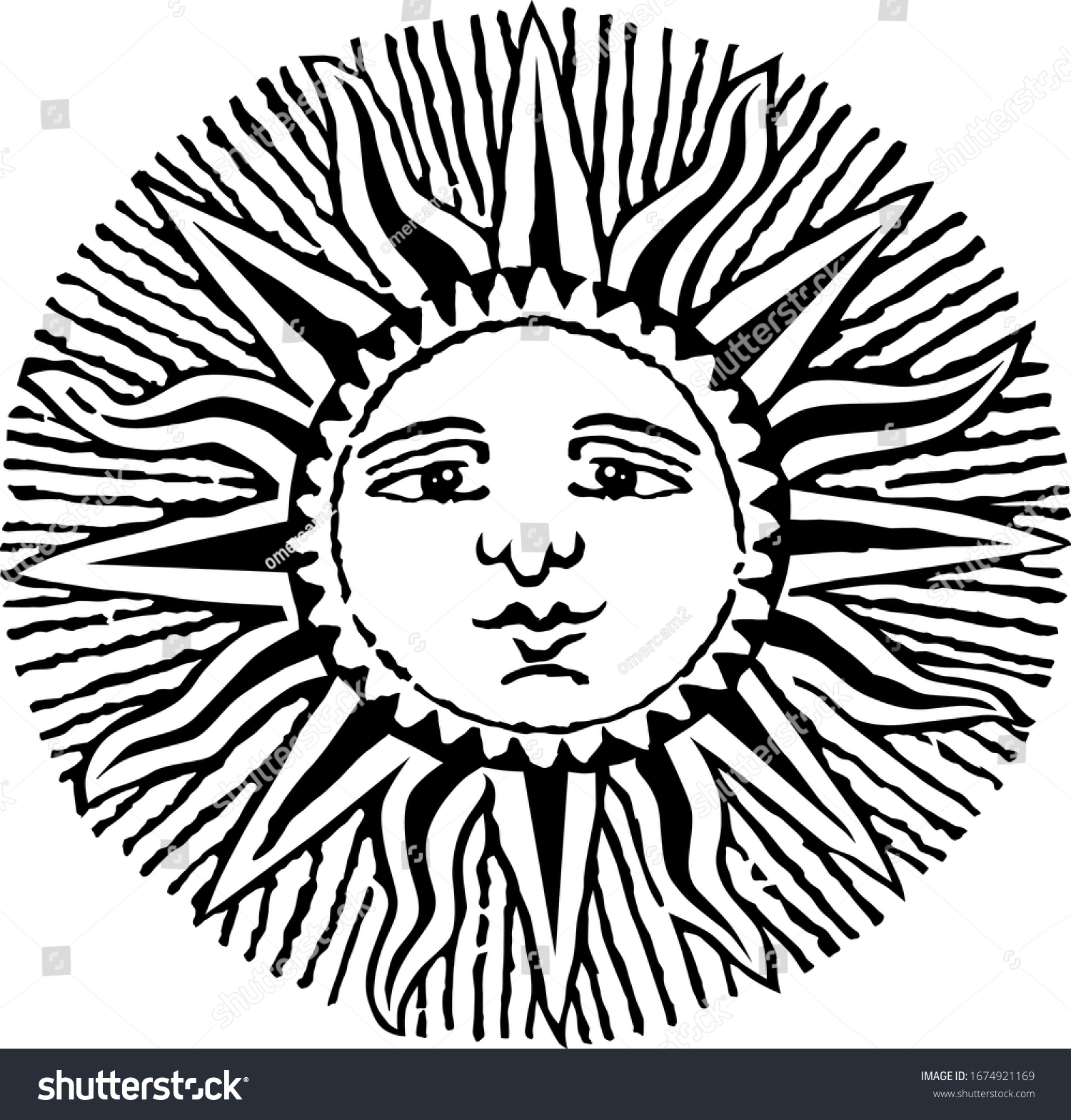 Antique Sun Symbol Face Vintage Heraldic Stock Vector (Royalty Free ...