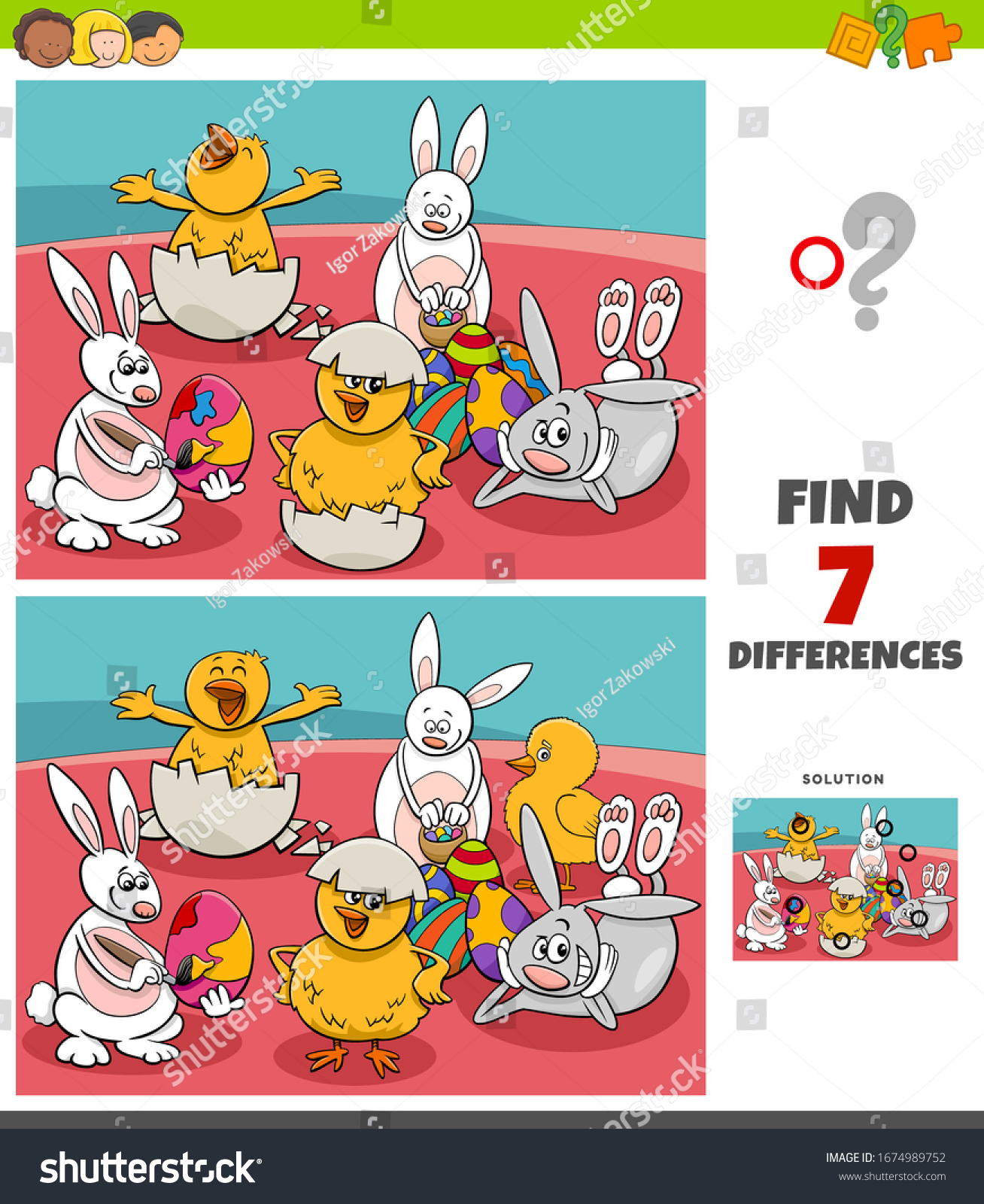 Cartoon Illustration Finding Differences Between Pictures Stock Vector ...