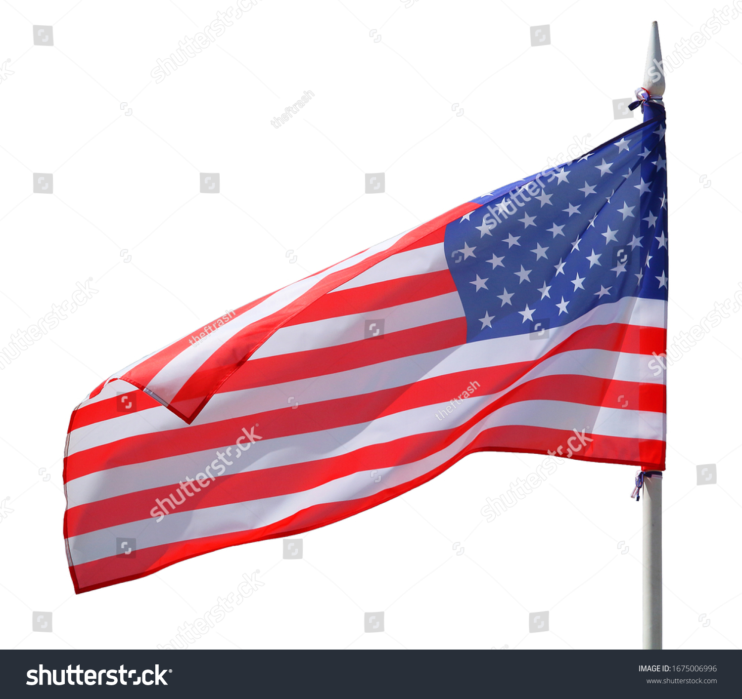 American Flag Isolated On White Background Stock Photo 1675006996 ...