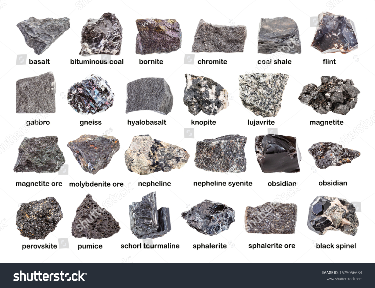 Set Various Dark Unpolished Minerals Names Stock Photo 1675056634 ...