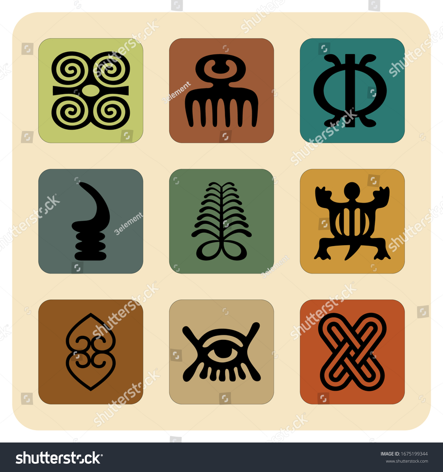 African Symbols Adinkra Icon Set Vector Stock Vector (Royalty Free ...