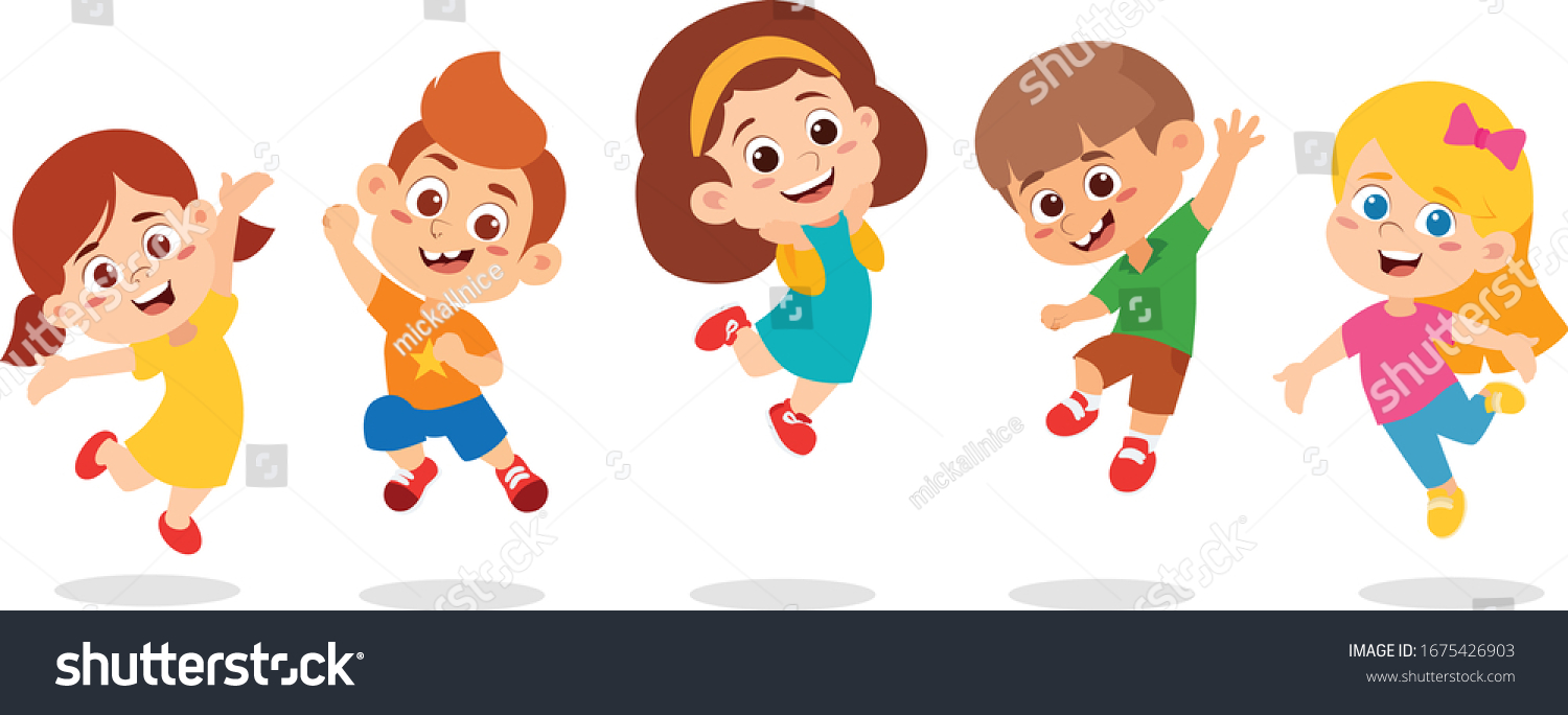 Set Kids Jumping Airvector Illustration Stock Vector (royalty Free 