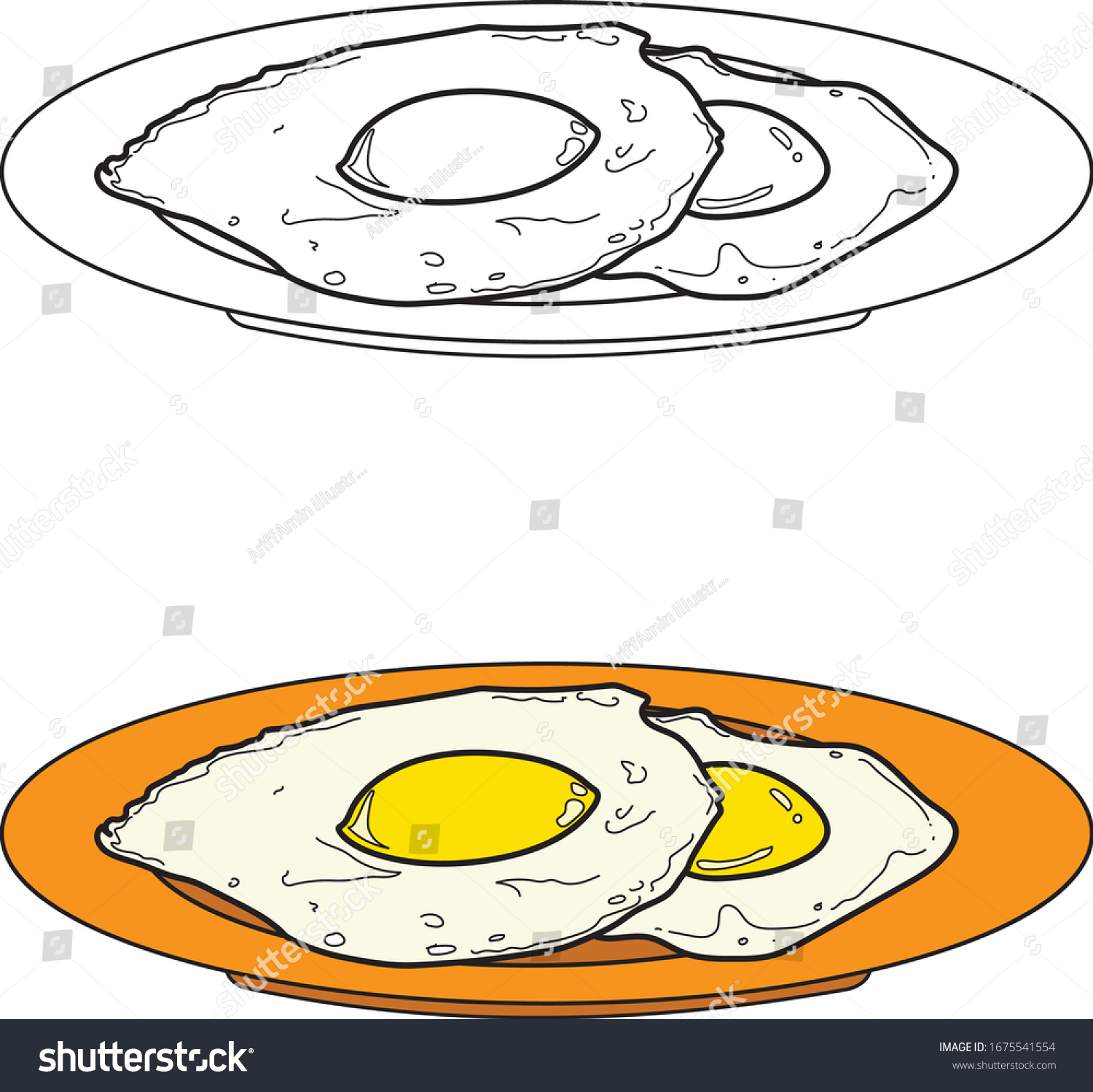 Fried Egg Food Vector Drawing Outline Stock Vector (Royalty Free ...