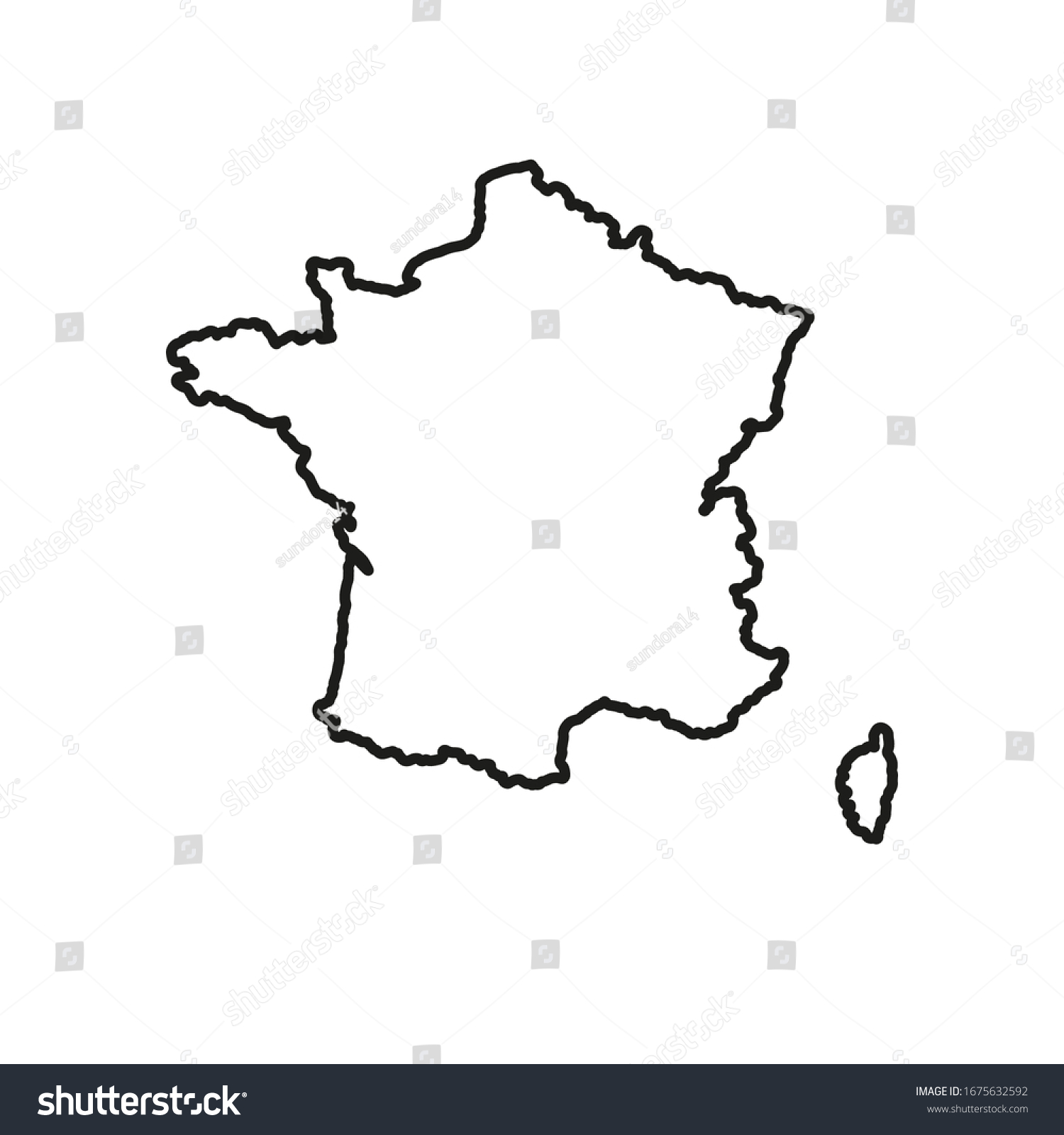 Black Contour Map France Stock Vector (Royalty Free) 1675632592 ...