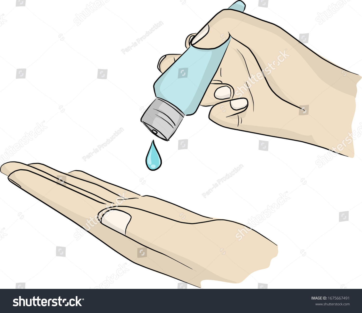 Closeup Hands Using Alcohol Hand Sanitizer Stock Vector (Royalty Free ...