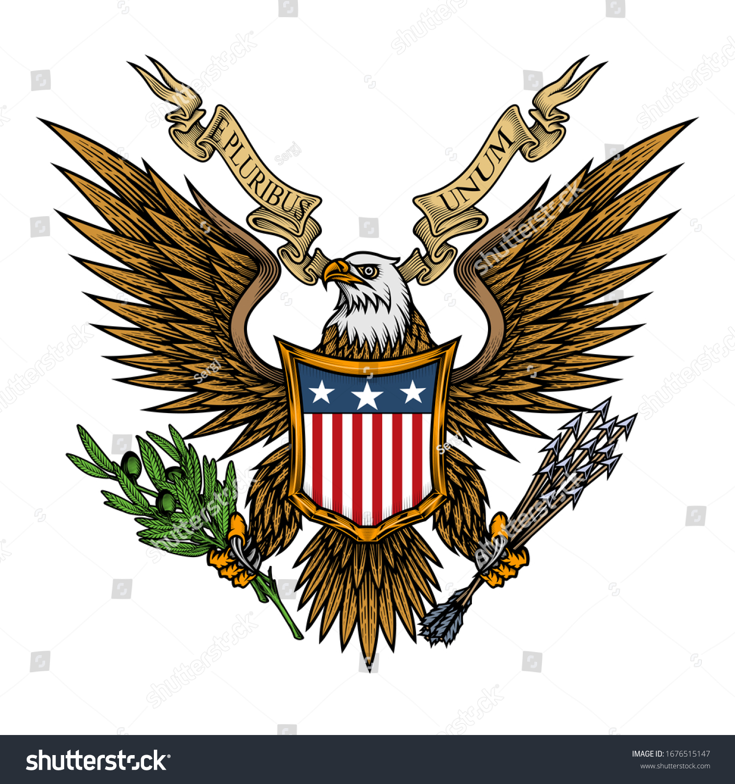 Eagle Shield Ribbon Colorful Vector Illustration Stock Vector (Royalty ...