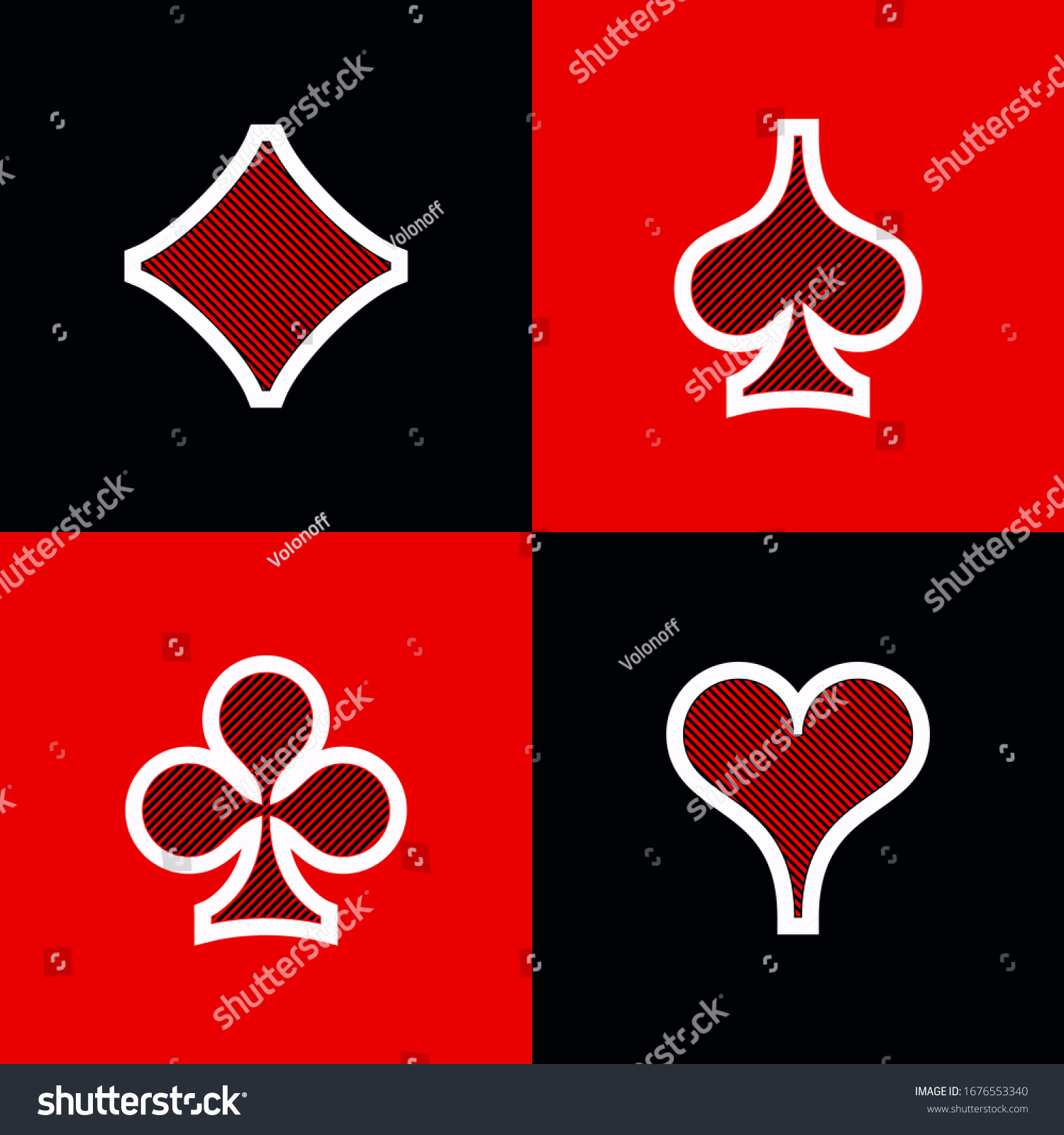 Set Shape Diamonds Clovers Hearts Spades Stock Illustration 1676553340 ...