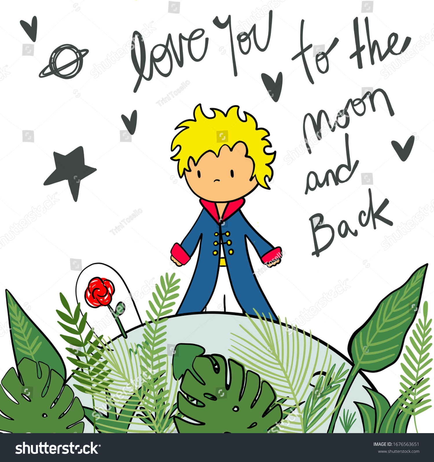 Little Prince Moon Jungle Planet Stock Illustration 1676563651 ...