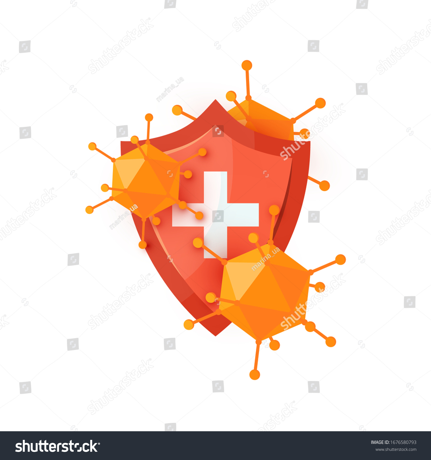 Immune Shield Icon Concept Red Medical Stock Vector Royalty Free