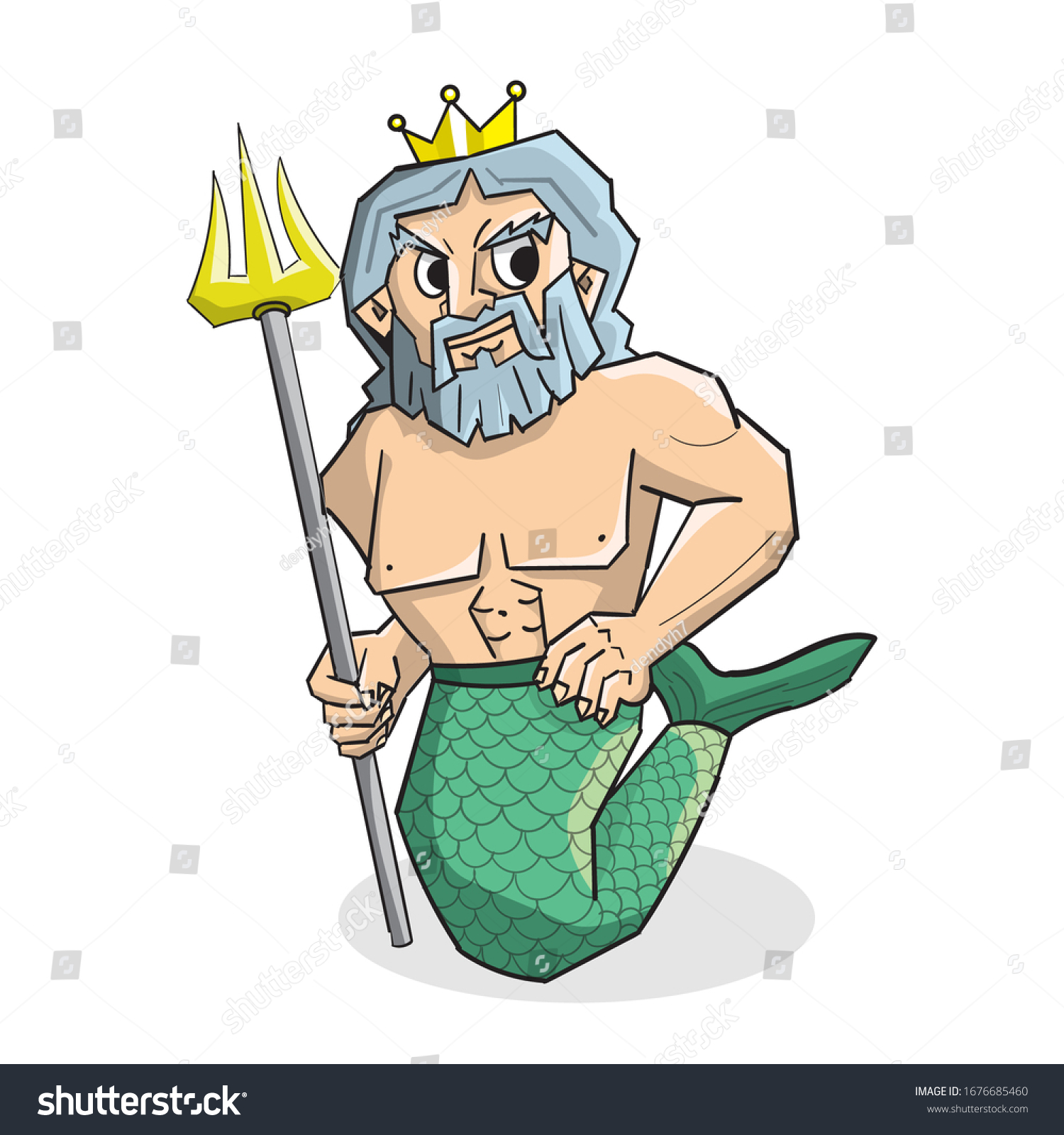 Illustration Legendary Poseidon Vector Character Holding Stock Vector ...