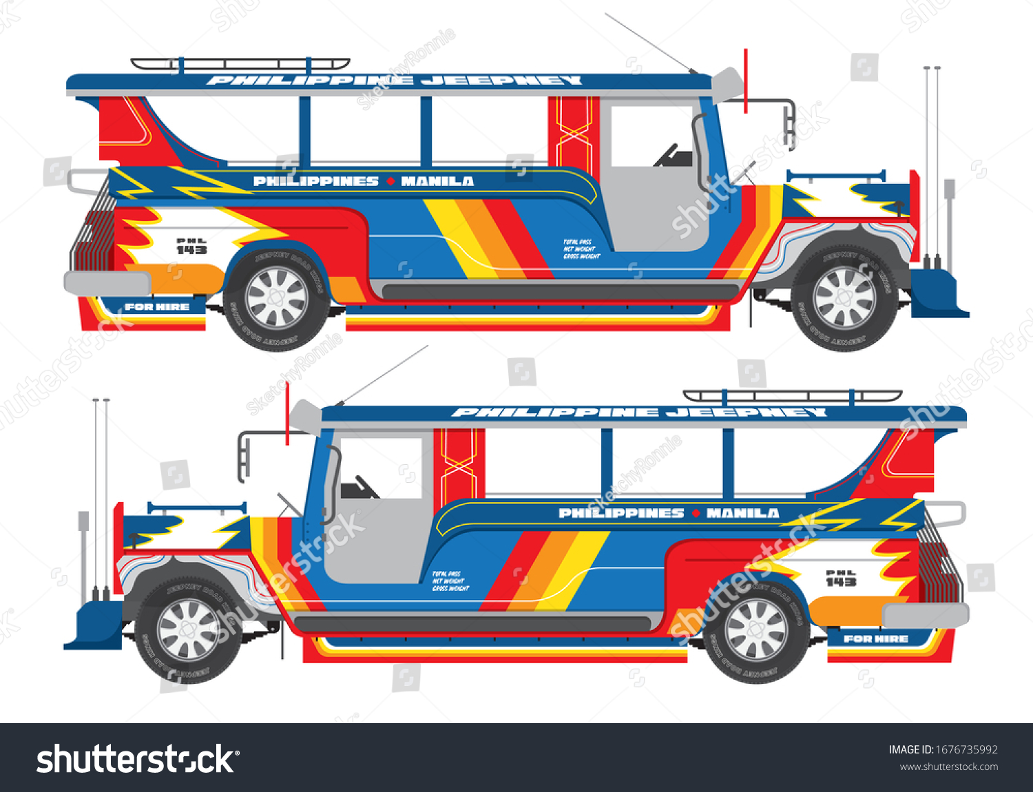 Philippines Jeepney Icon Vector Set Stock Vector (Royalty Free ...