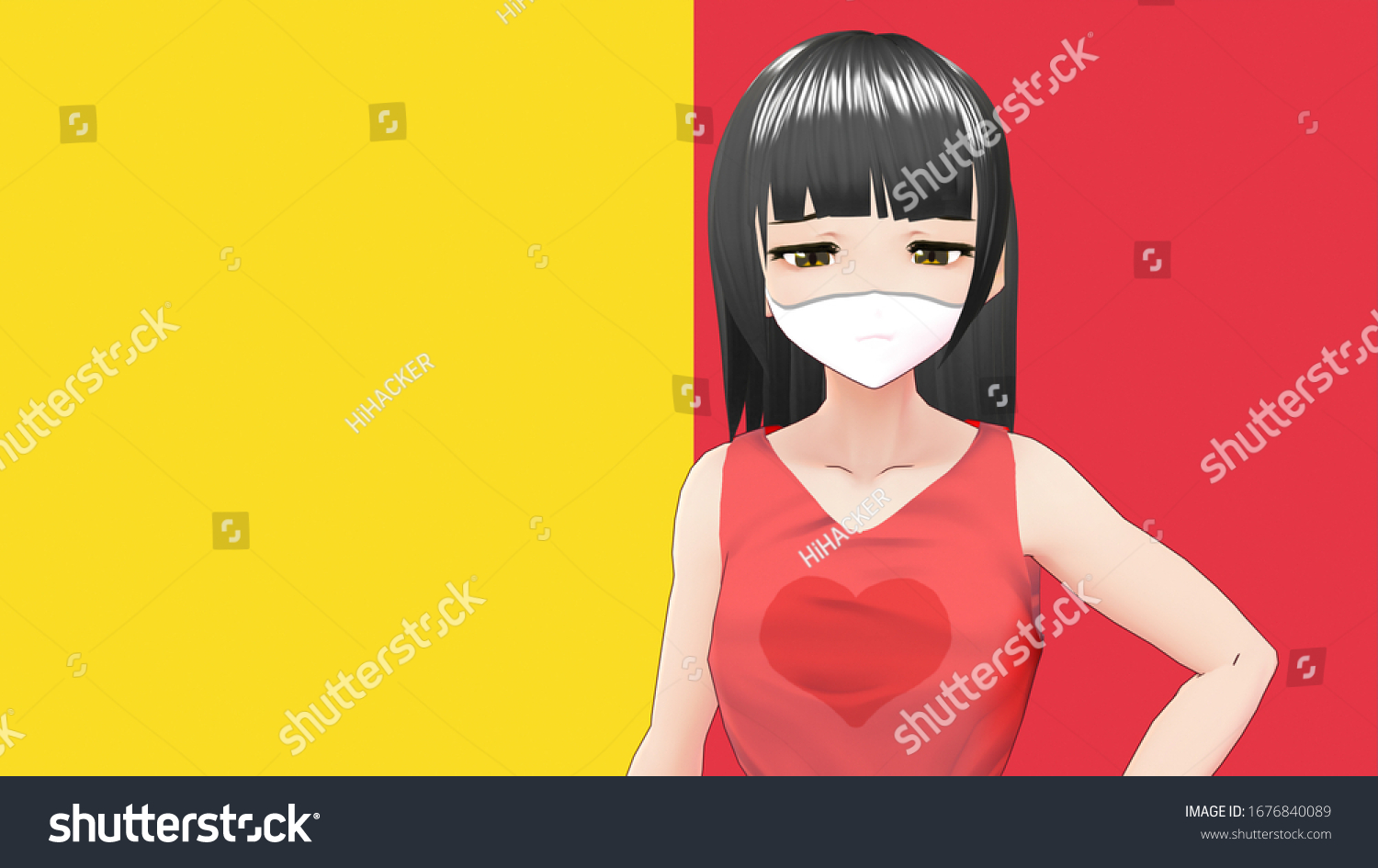 Anime Girl Cartoon Character Wearing Face 库存插图 1676840089 Shutterstock