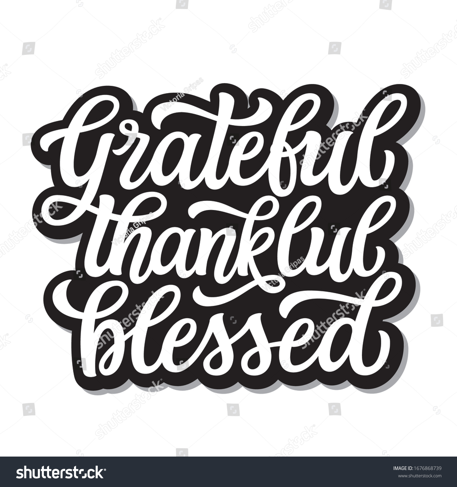 Grateful Thankful Blessed Hand Drawn Inspirational Stock Vector ...