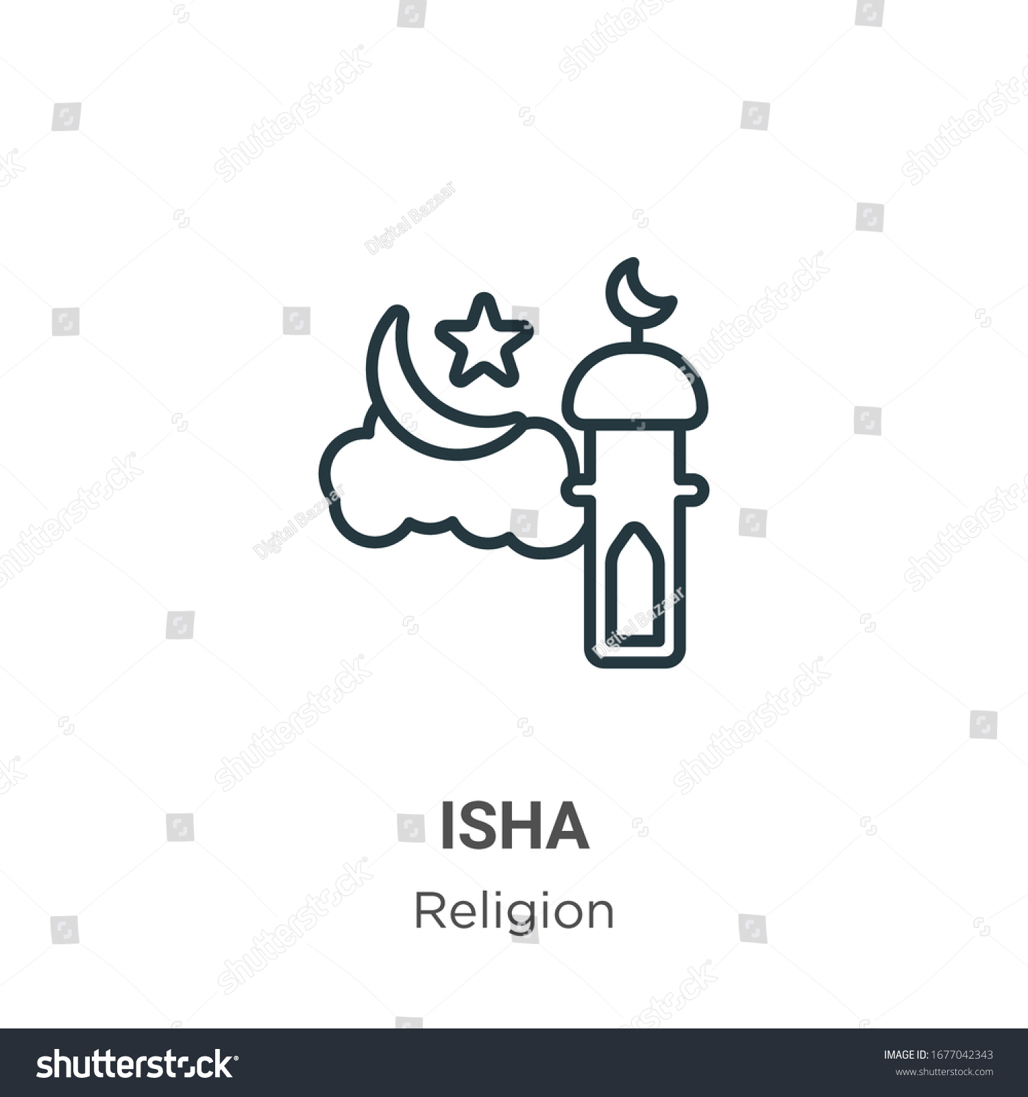 Isha Outline Vector Icon Thin Line Stock Vector (Royalty Free ...