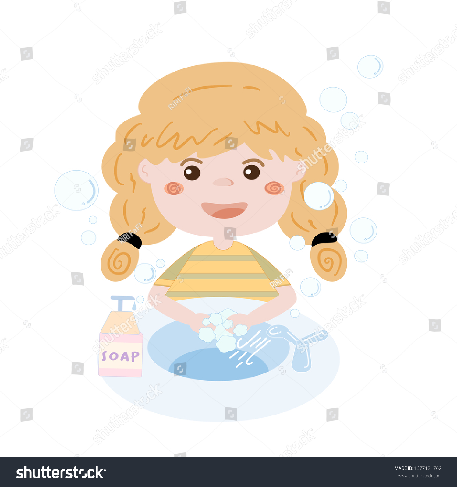 Vector Illustration Little Kawaii Blond Hair Stock Vector (Royalty Free ...