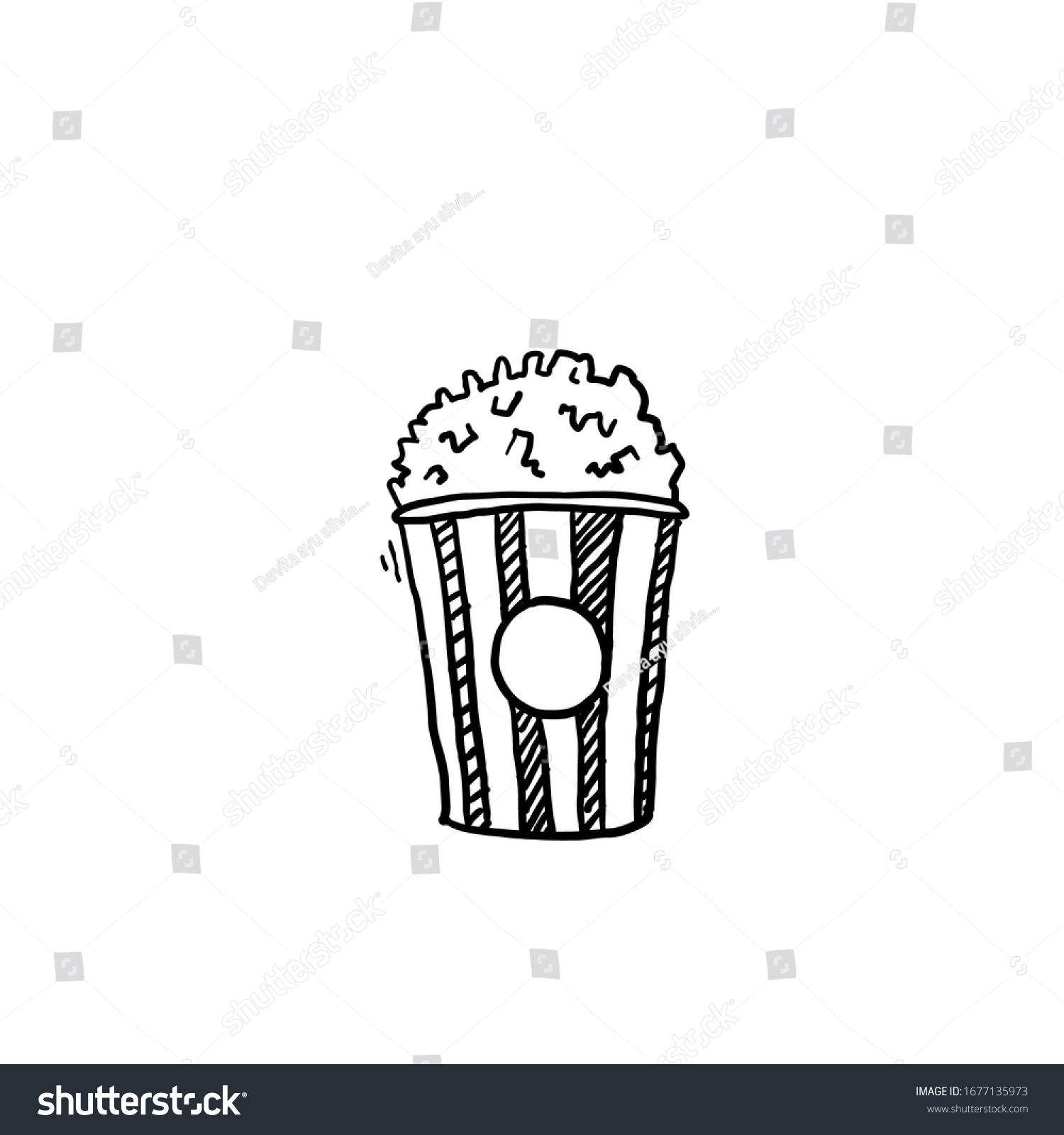 Hand Drawn Doodle Popcorn Illustration Cartoon Stock Vector (Royalty ...