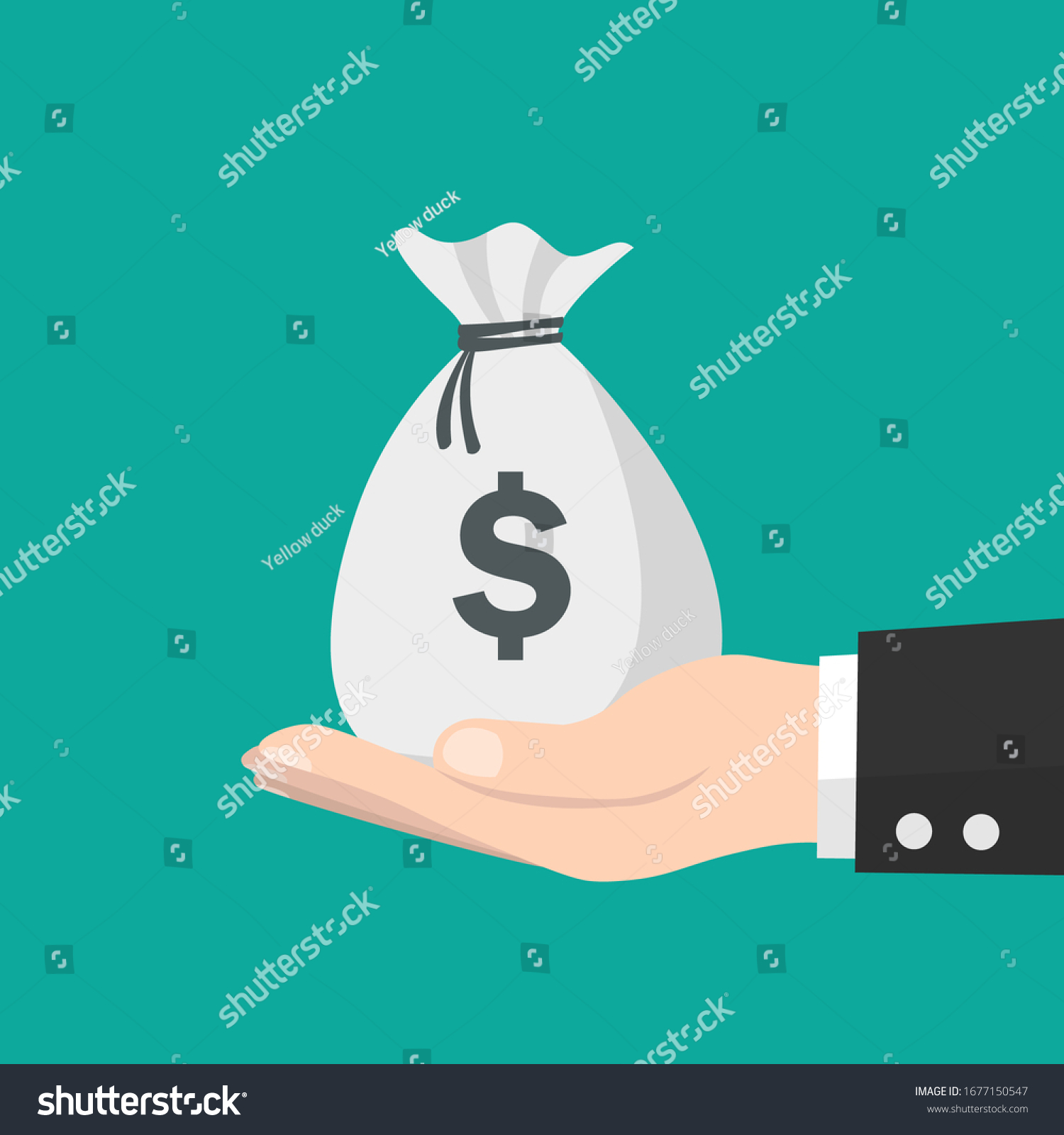 Hand Money Bag Earning Money Banking Stock Vector (Royalty Free ...