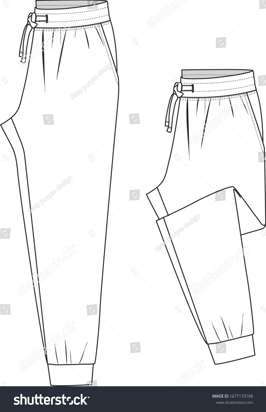 Sweatpants Fashion Flat Sketches Apparel Template Stock Vector (Royalty ...