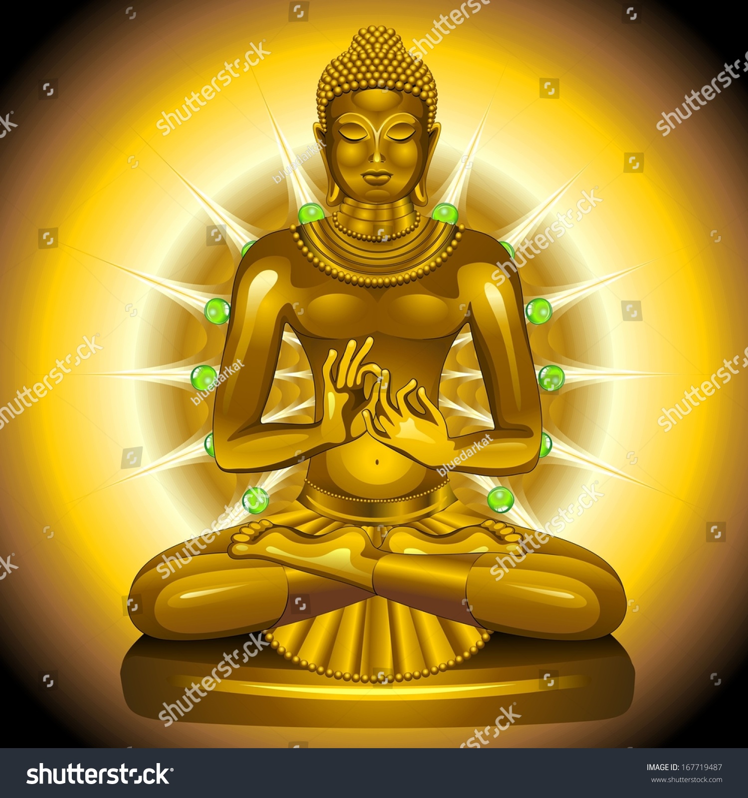 Buddha Gold Emeralds Statue Stock Vector (Royalty Free) 167719487 ...