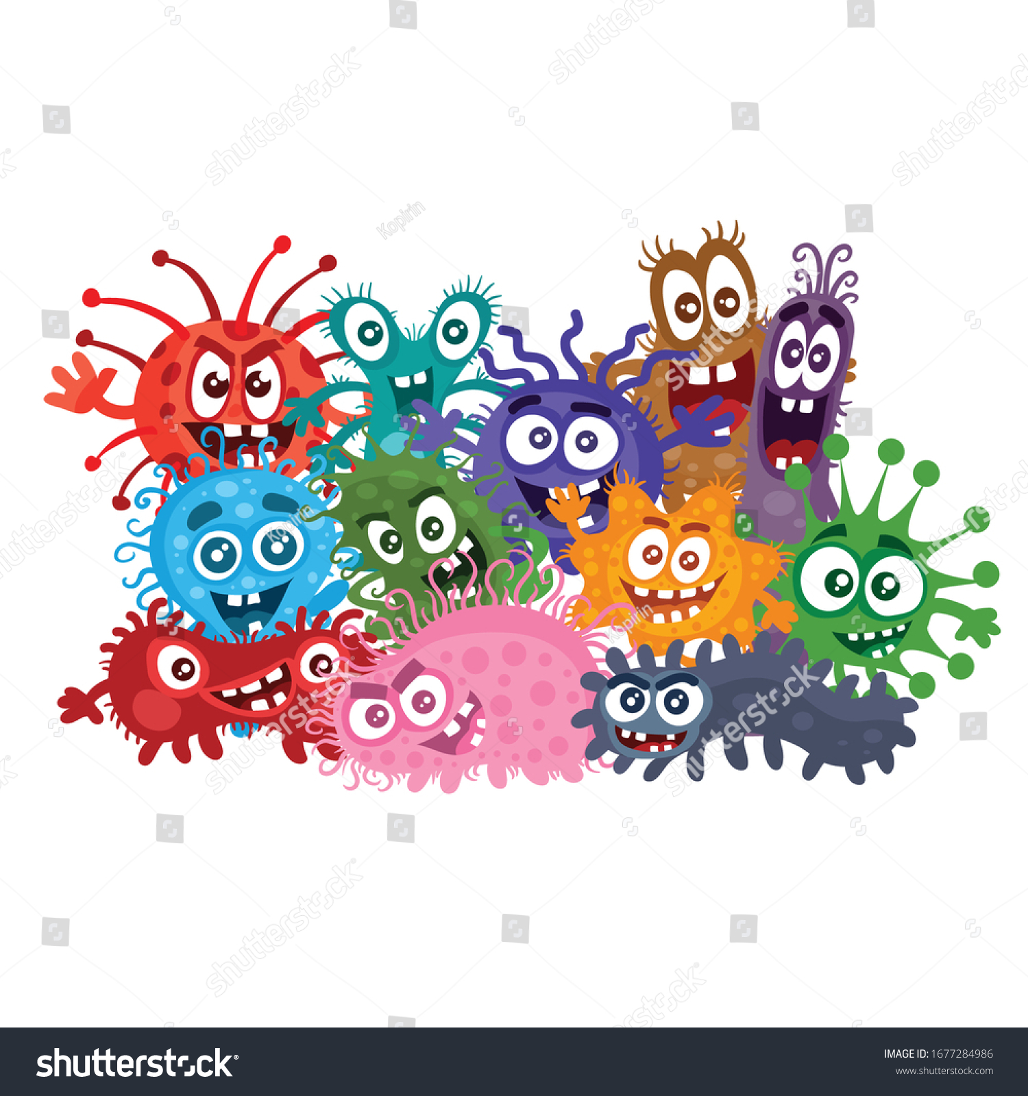 Group Photo Colorful Viruses Bacteria Cartoon Stock Vector (Royalty ...