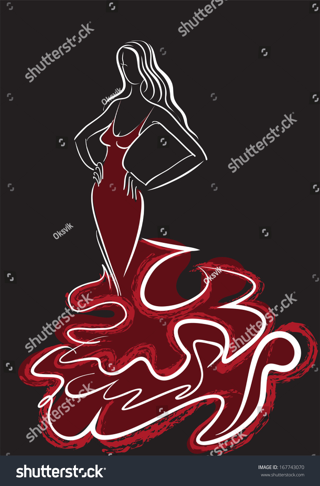 Silhouette Slender Woman Long Red Dress Stock Vector Royalty Free 167743070 Shutterstock 5018